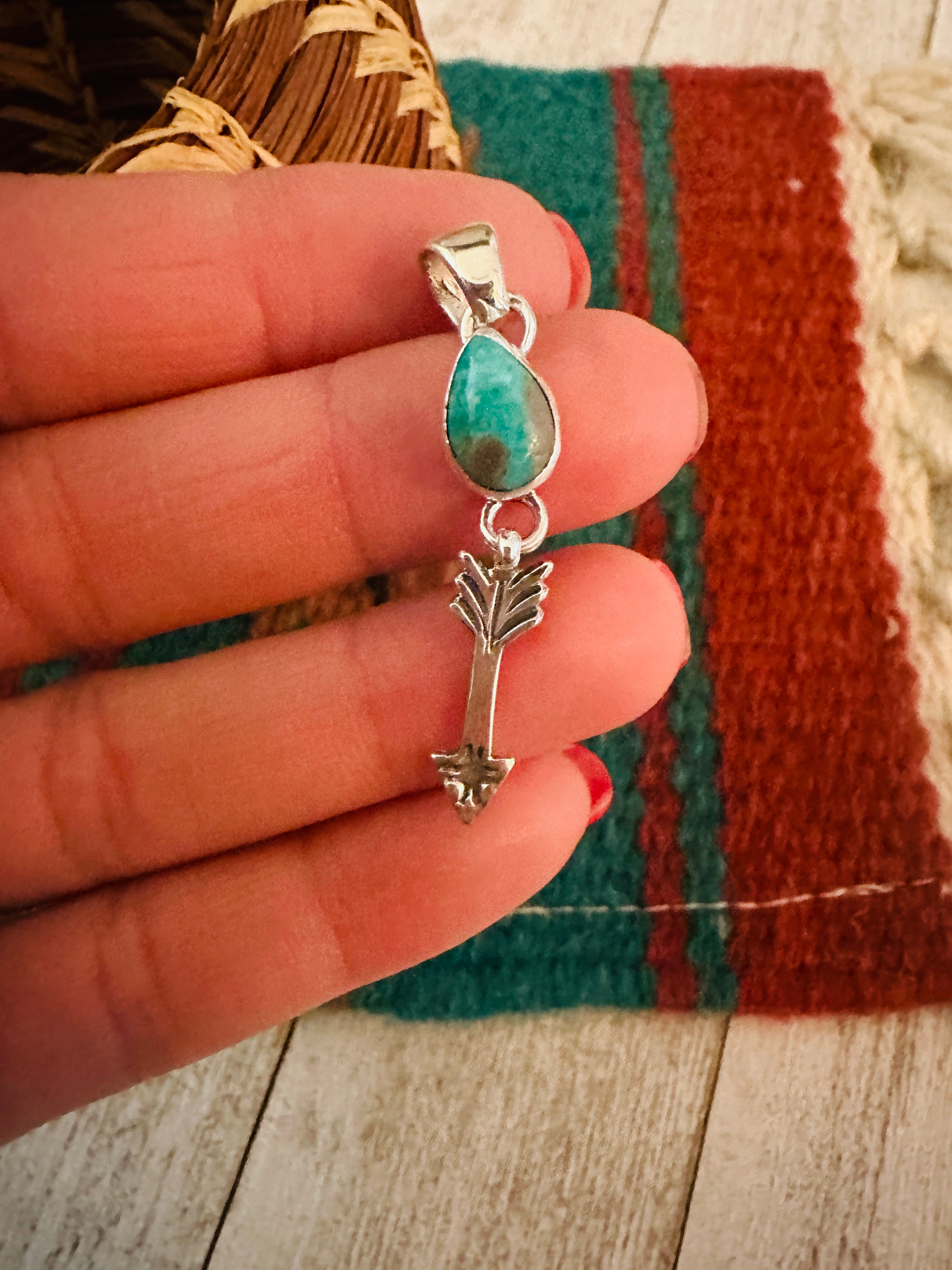 Navajo Turquoise & Sterling Silver Arrow Pendant