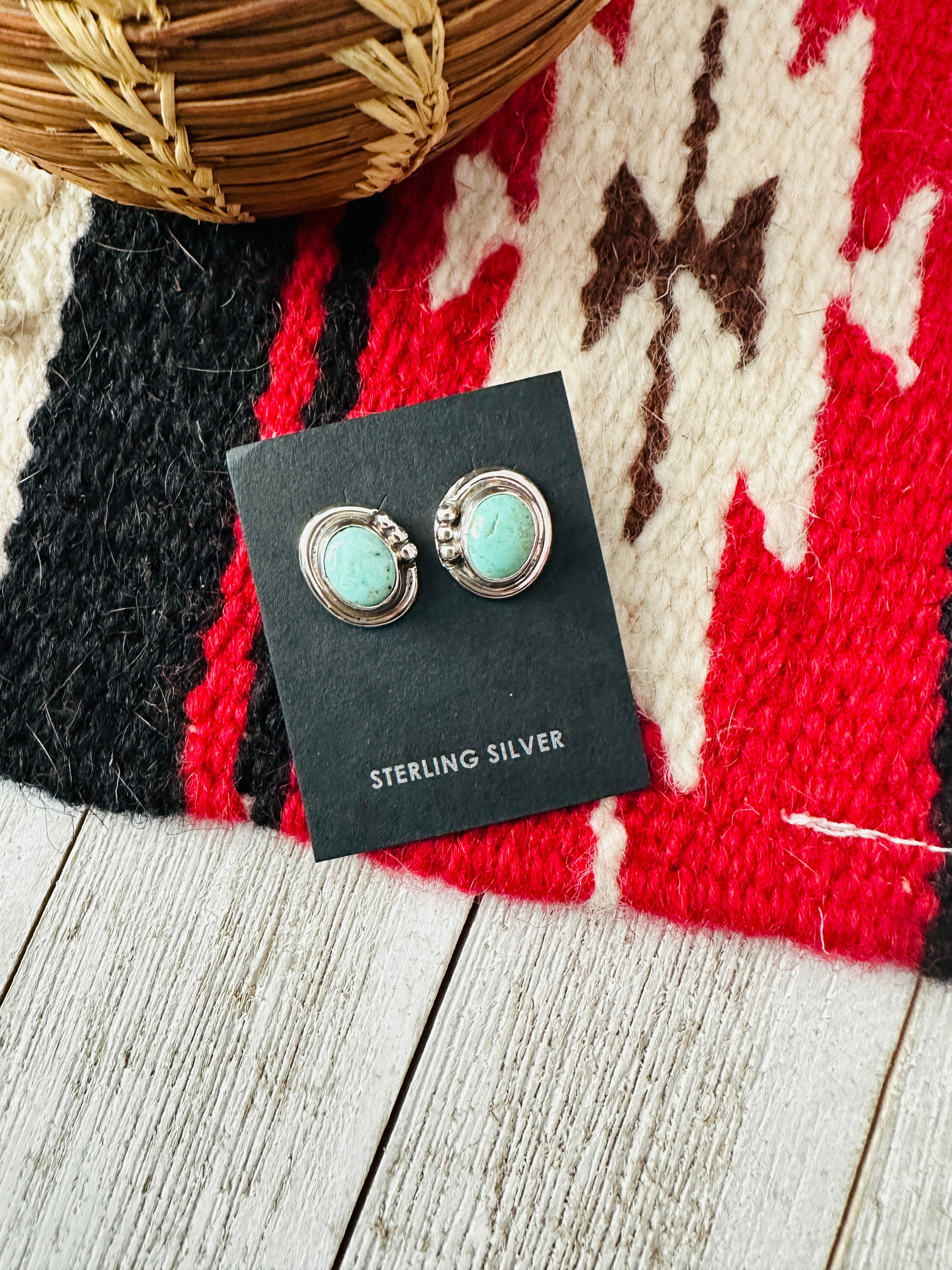 Navajo Turquoise & Sterling Silver Stud Earrings