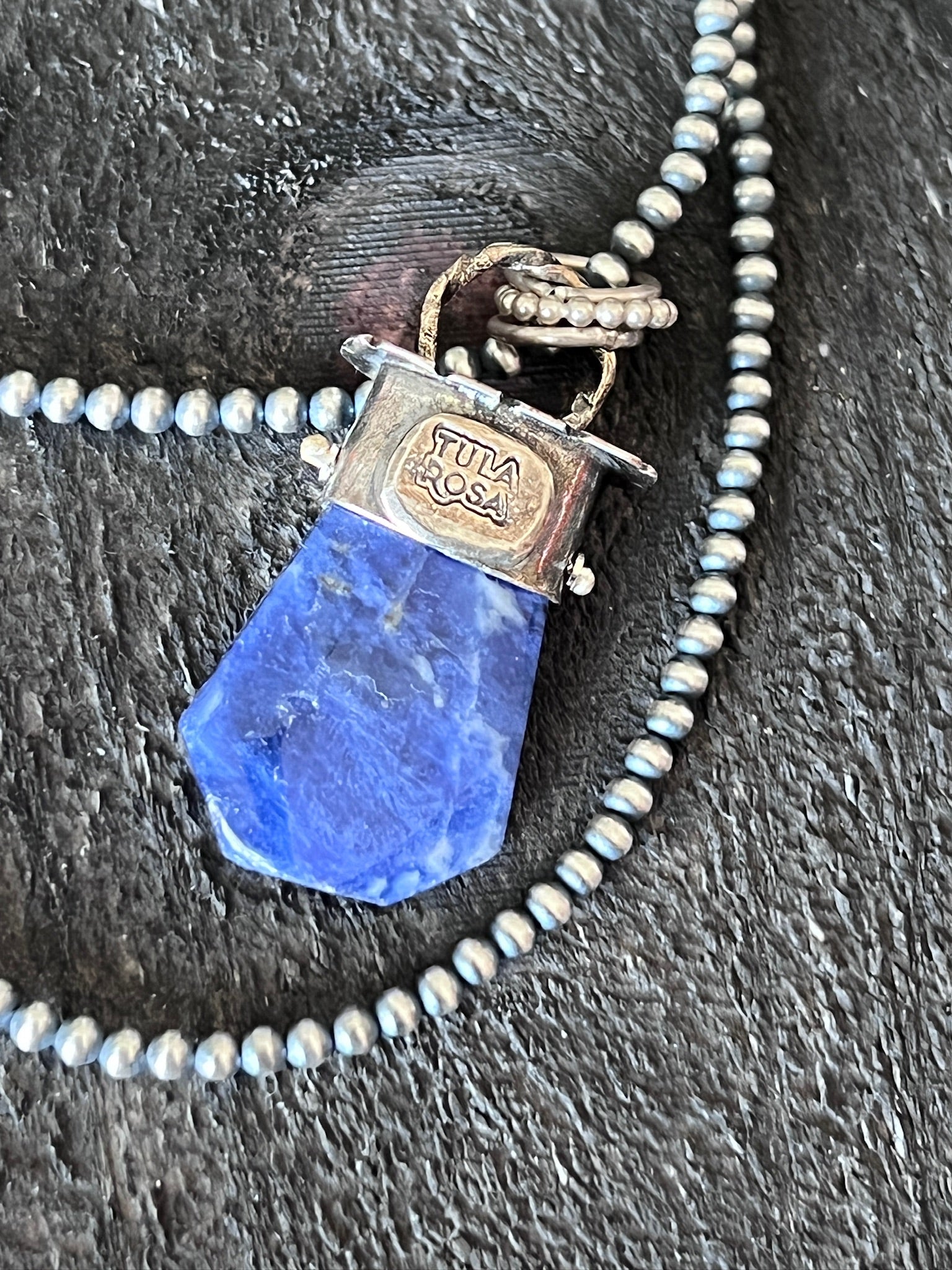 Sterling Silver Gem Collector 30” + 2” Beaded Necklace w/ Sodalite & Dandelion Pendant