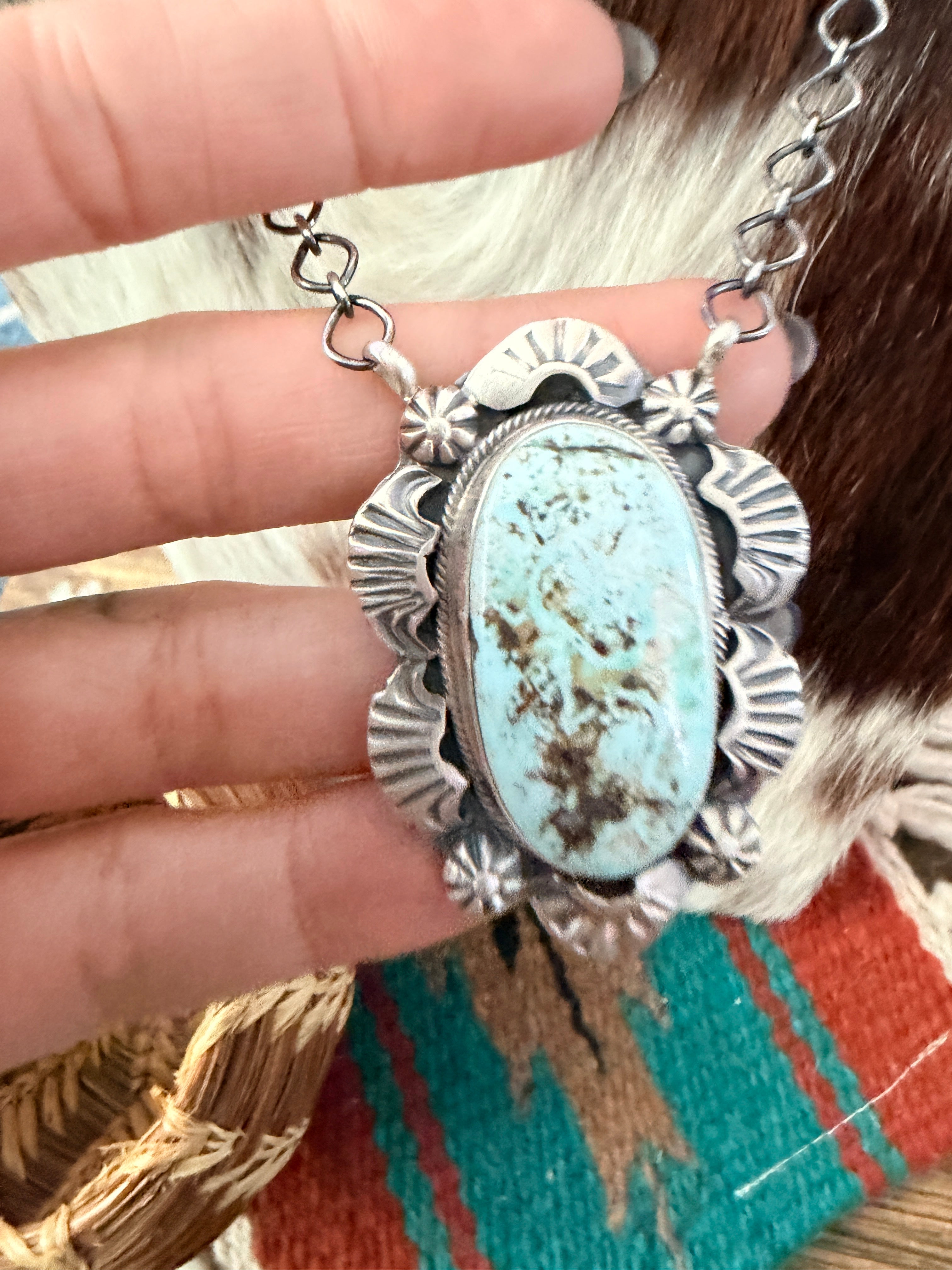 Handcrafted Dry Creek Turquoise & Sterling Silver Necklace