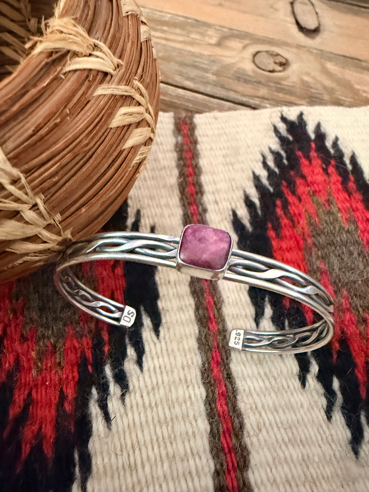 Handcrafted Purple Spiny & Sterling Silver Cuff Bracelet