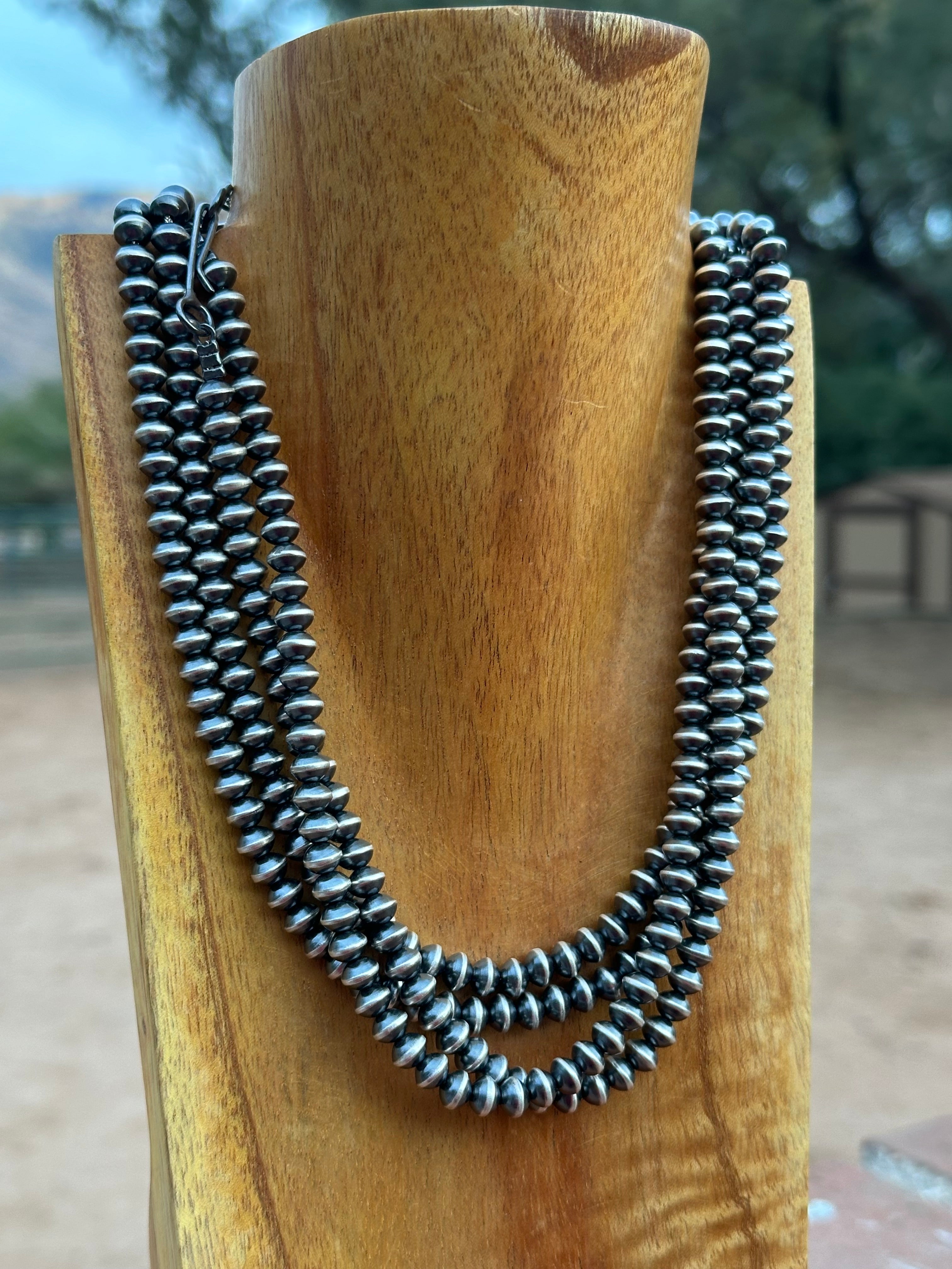 20 sale inches Sterling Silver 5 mm Navajo Pearls Bead Necklace