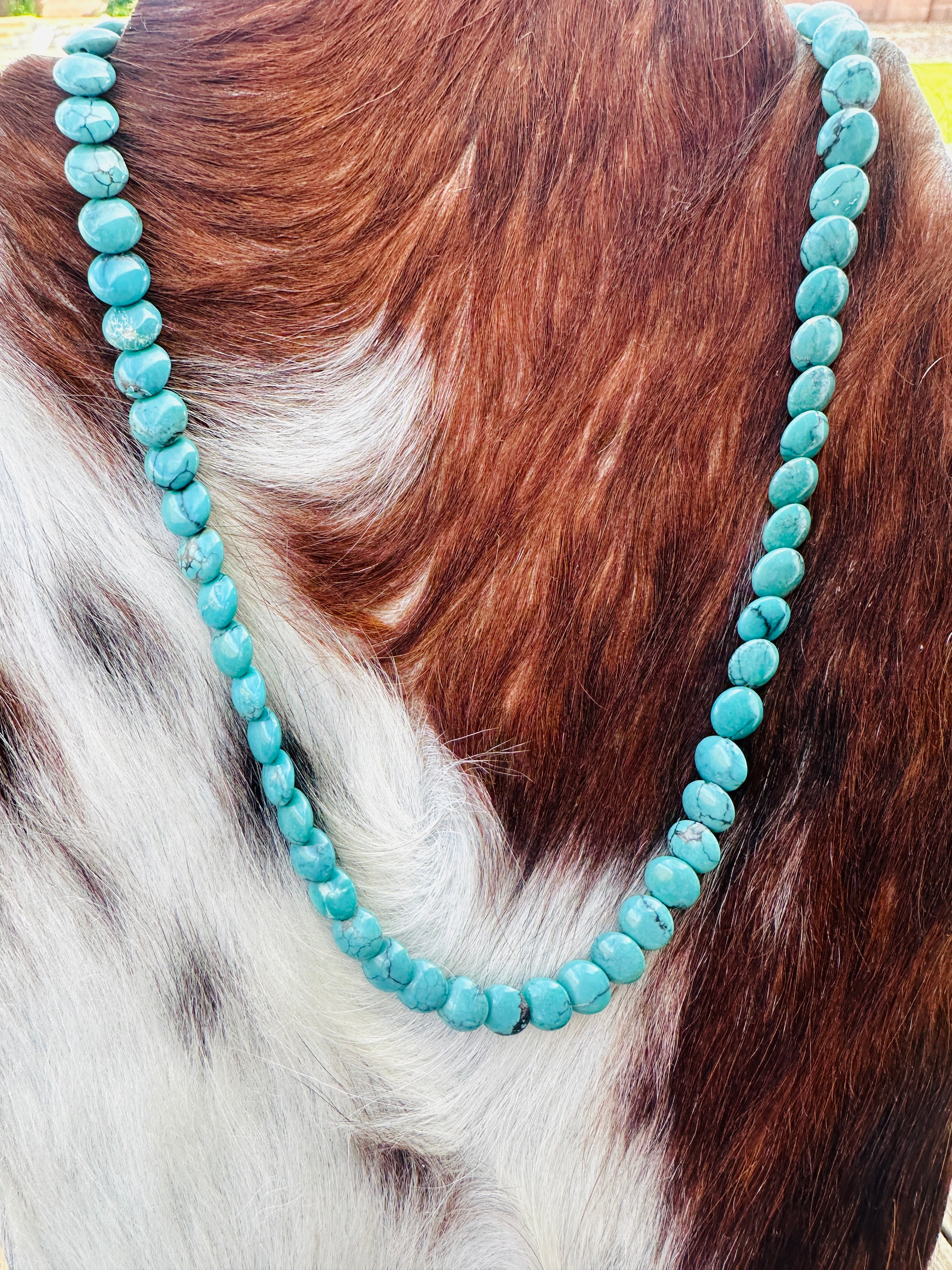 Handcrafted Turquoise & Sterling Silver Beaded 16” Necklace