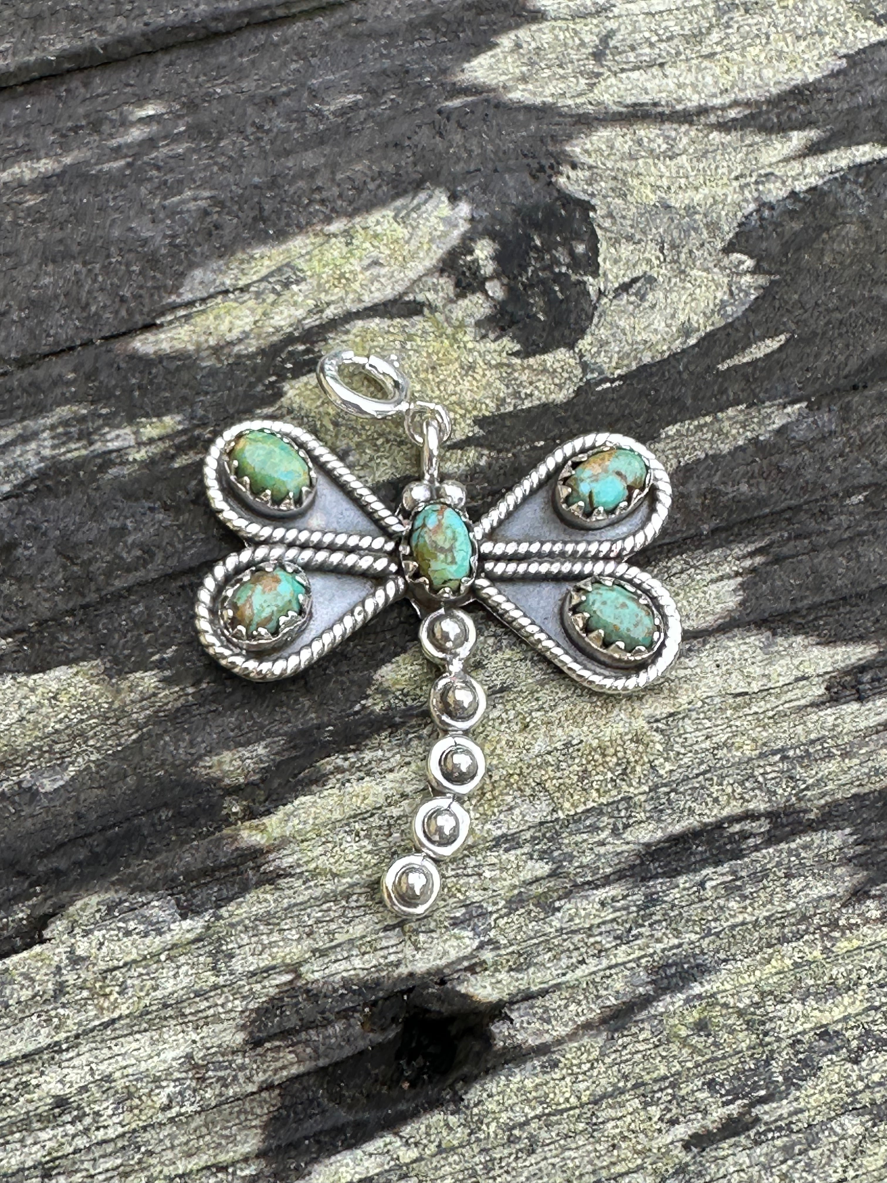 Sterling Silver and Turquoise Dragonfly Charm