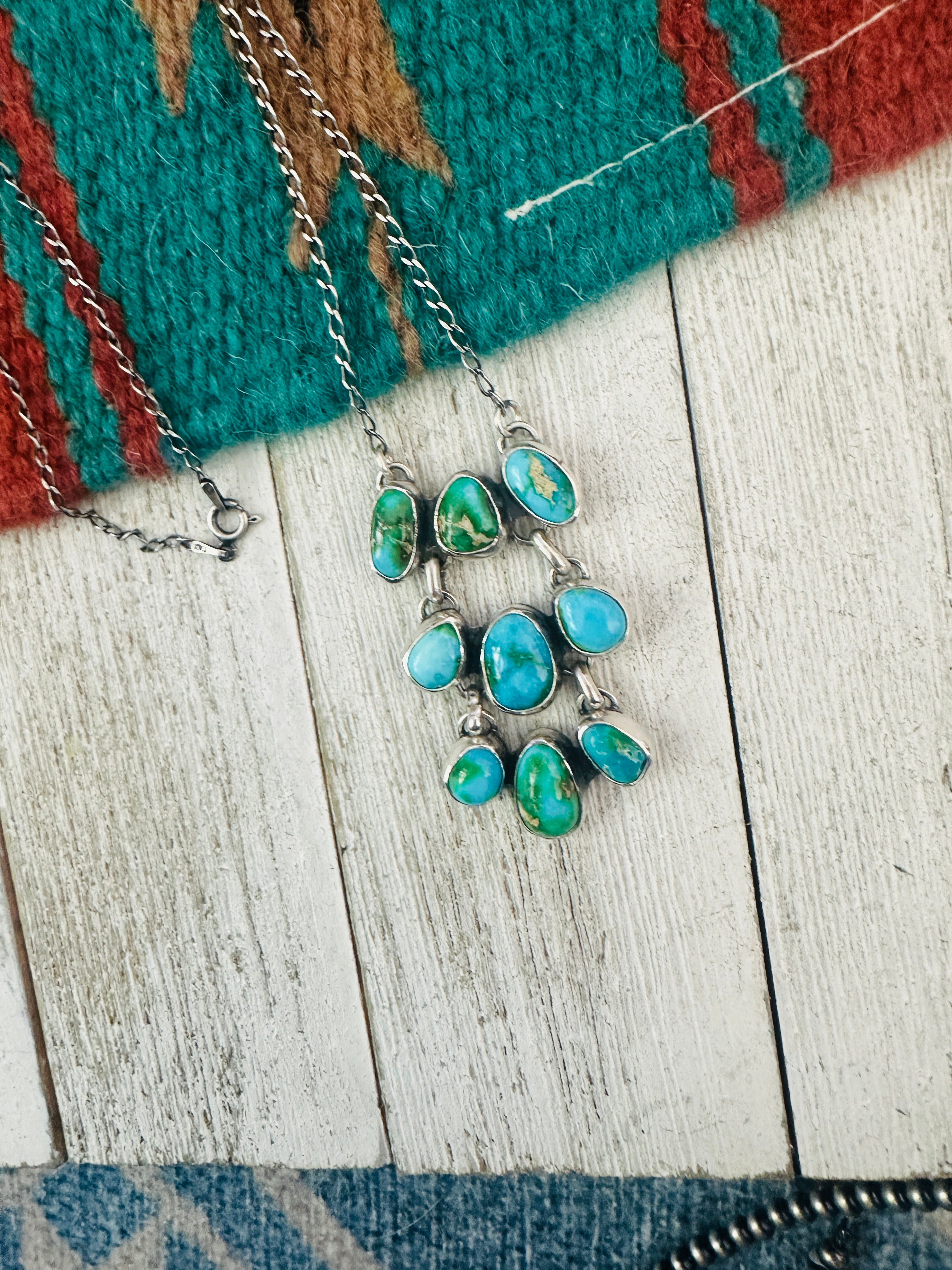 Navajo Sterling Silver & Sonoran Mountain Turquoise Necklace