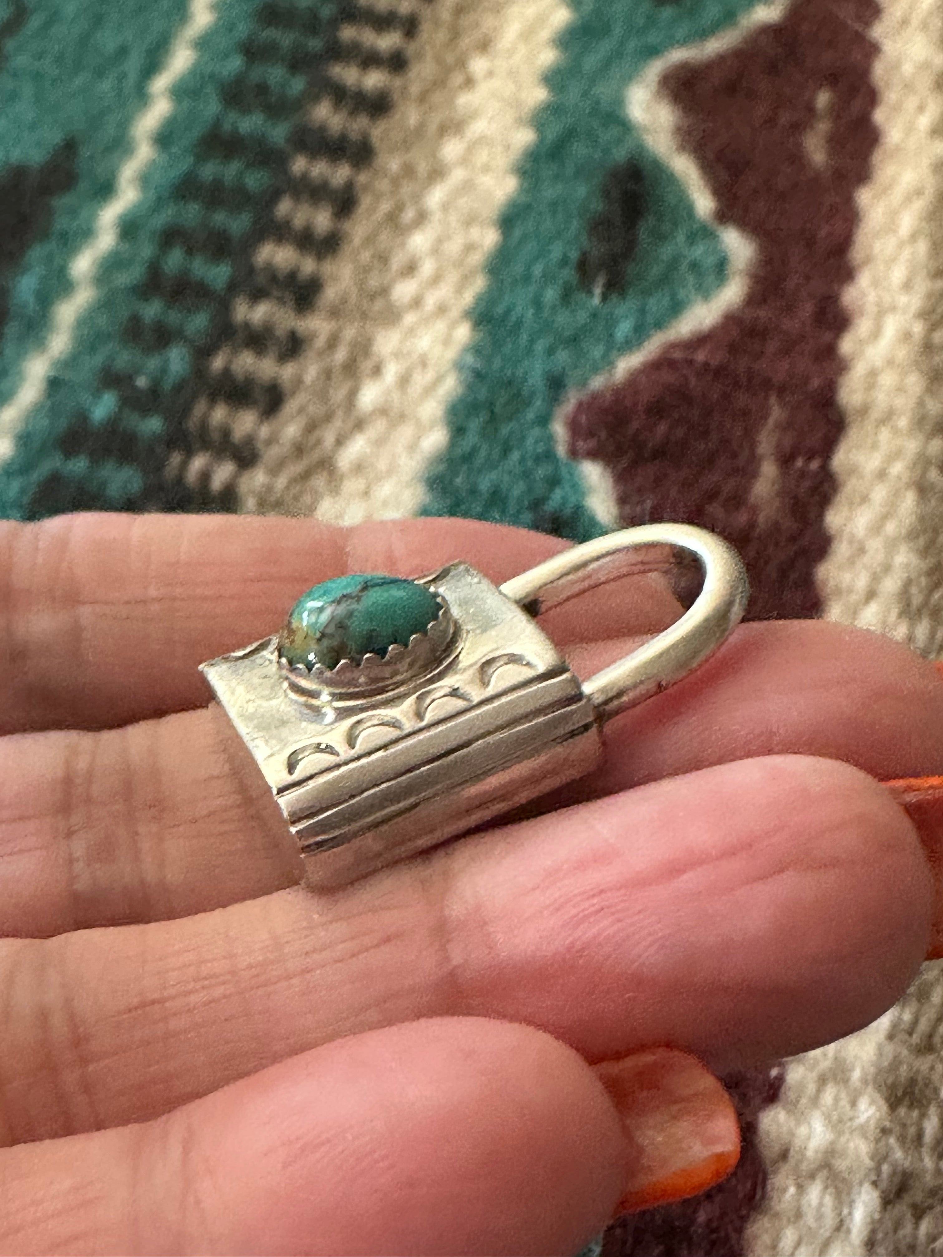 Navajo Turquoise & Sterling Silver Locket Pendant Signed