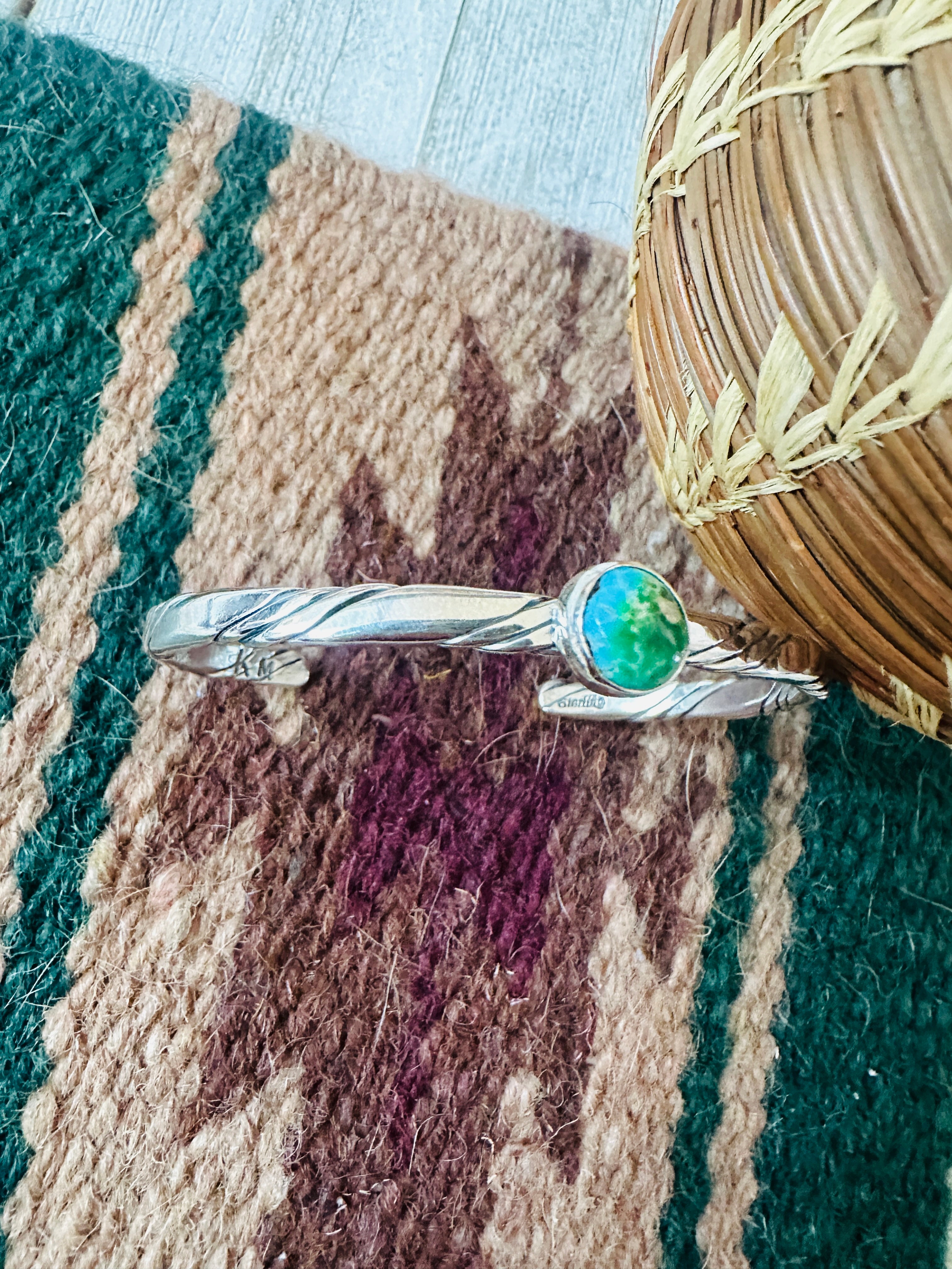 Navajo Sonoran Gold Turquoise & Sterling Silver Cuff Bracelet