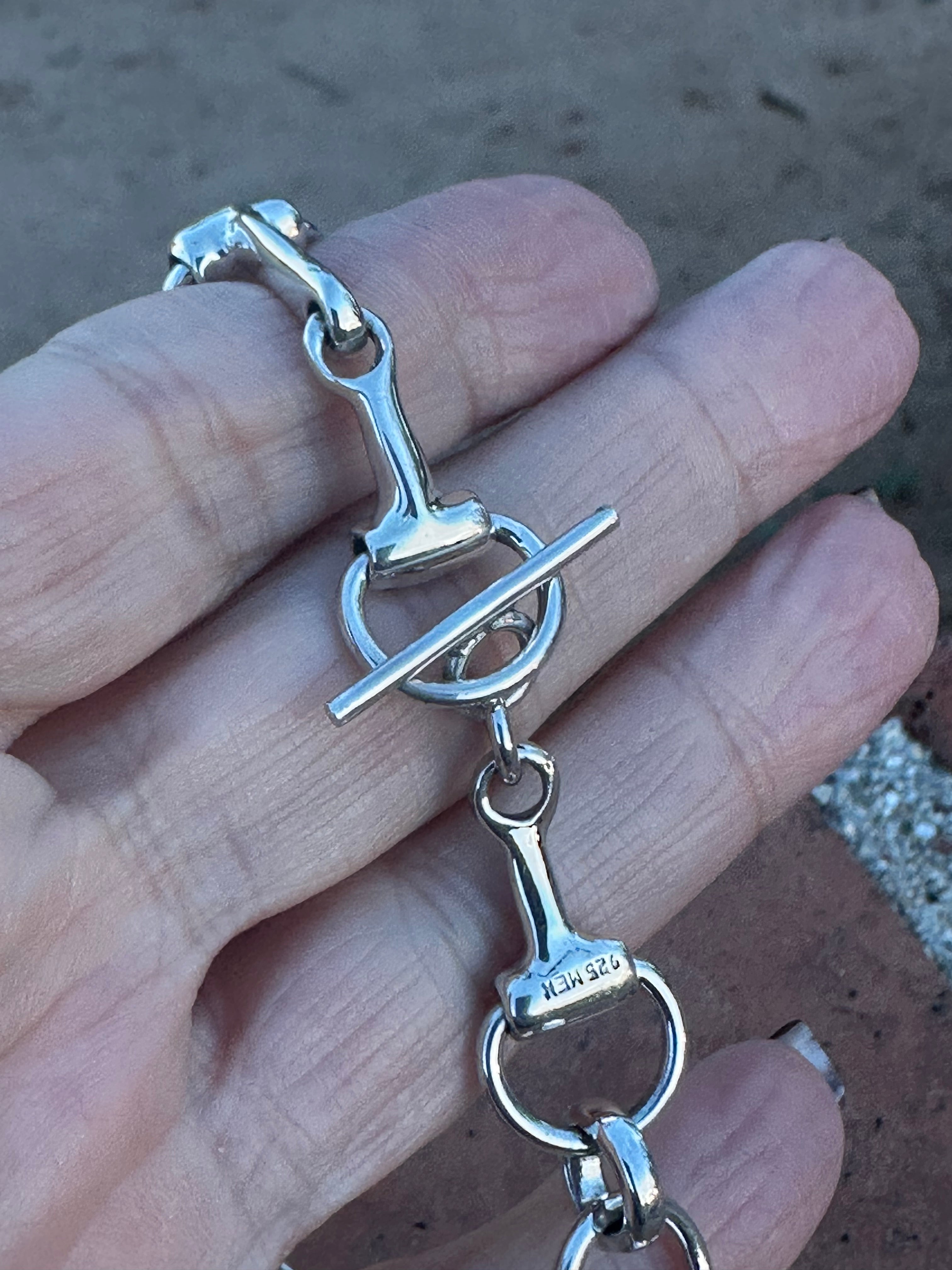 Sterling Silver Snaffle Bit Chain Necklace 20”