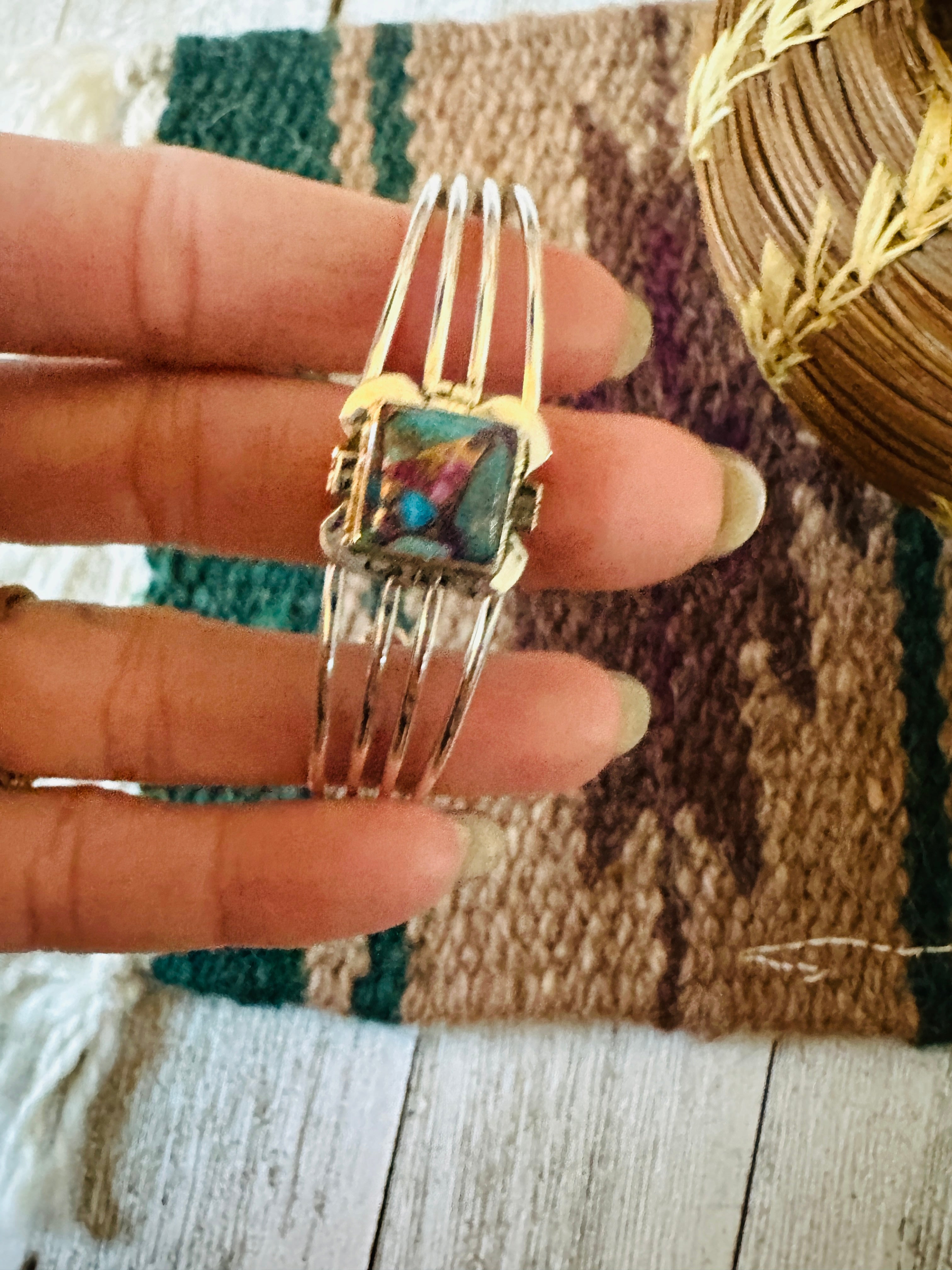 Navajo Sterling Silver & Pink Dream Mojave Cuff Bracelet