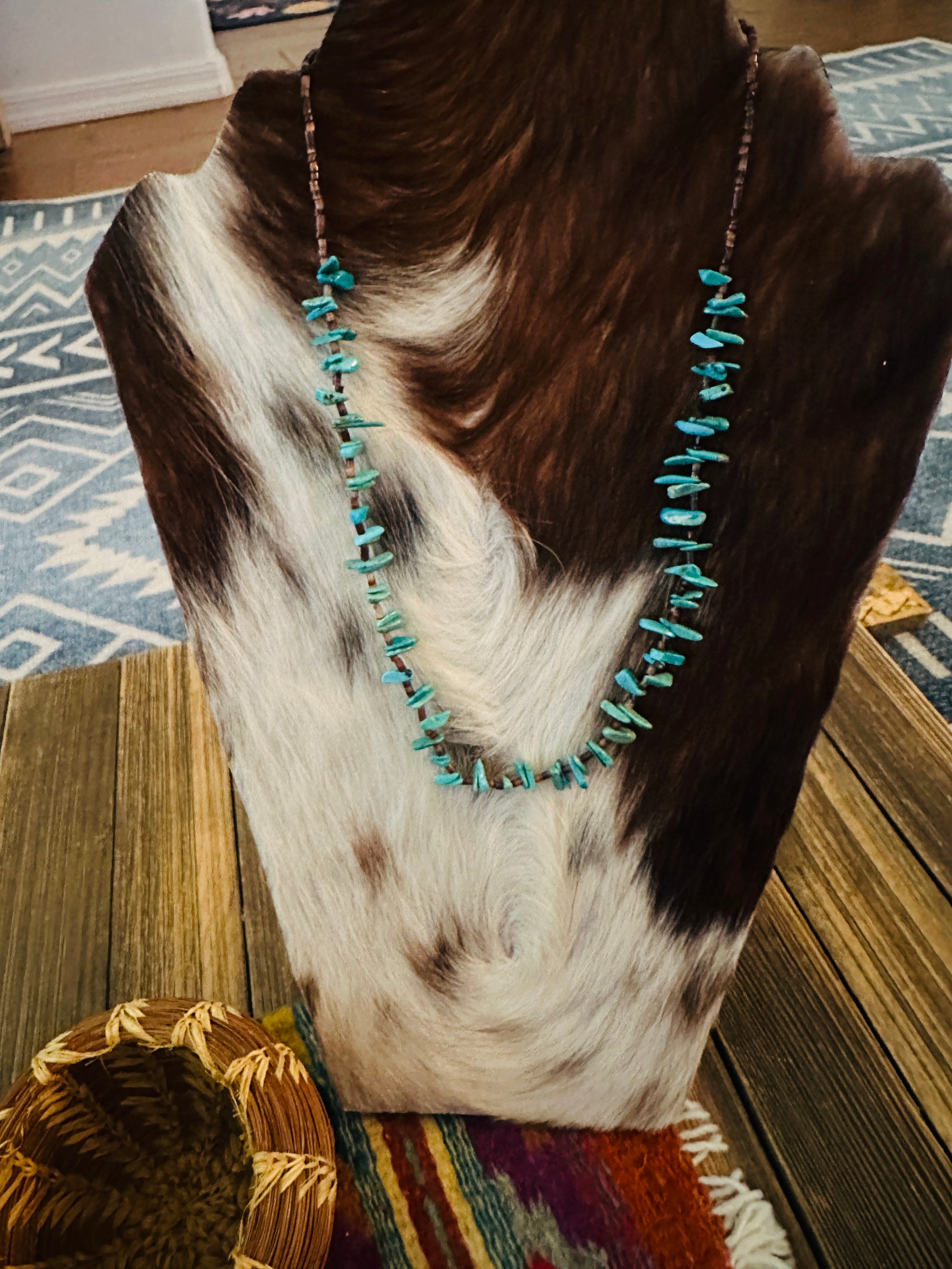 Handcrafted Turquoise & Heishi 20” Beaded Necklace