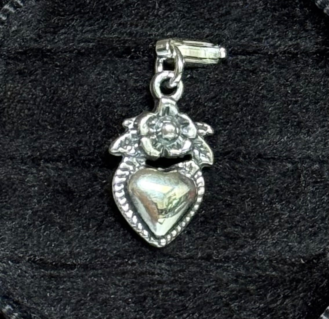 Sterling Silver Flower & Heart Charm