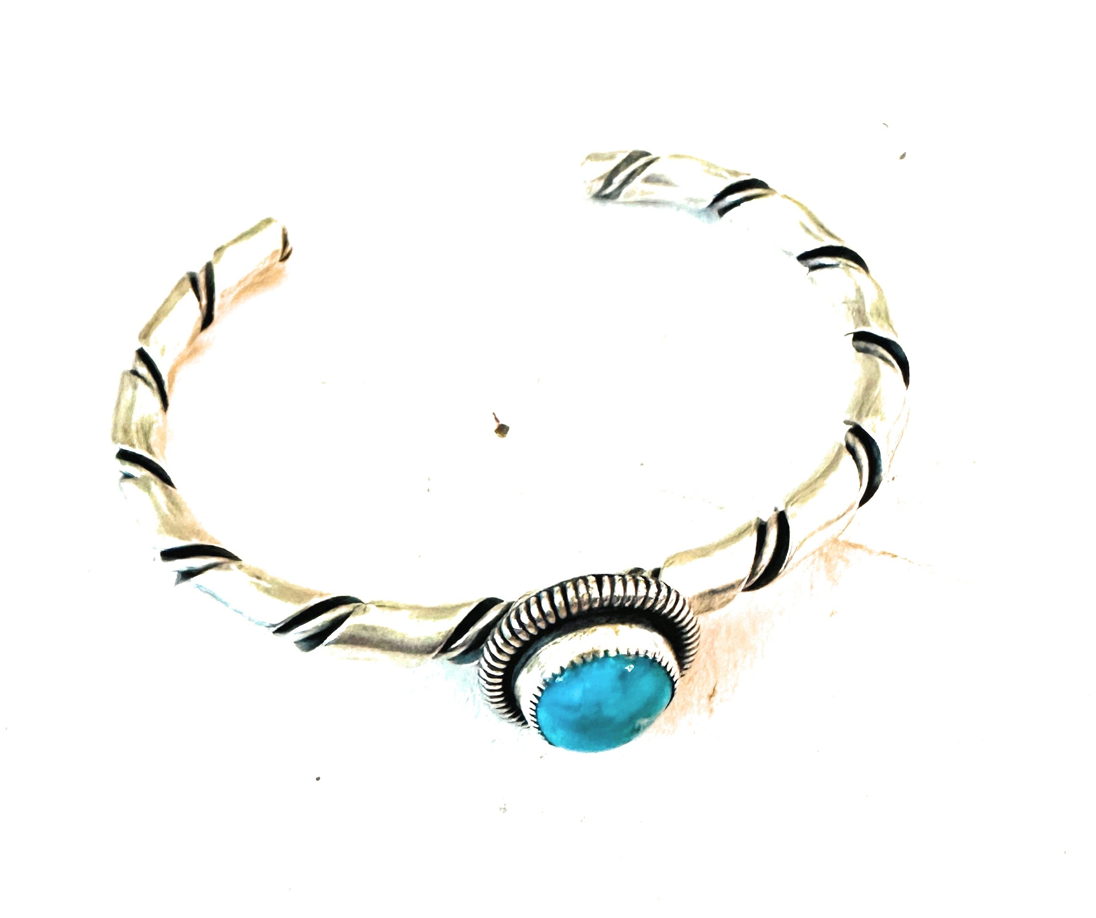 Navajo Sterling Silver & Kingman Turquoise Cuff Bracelet