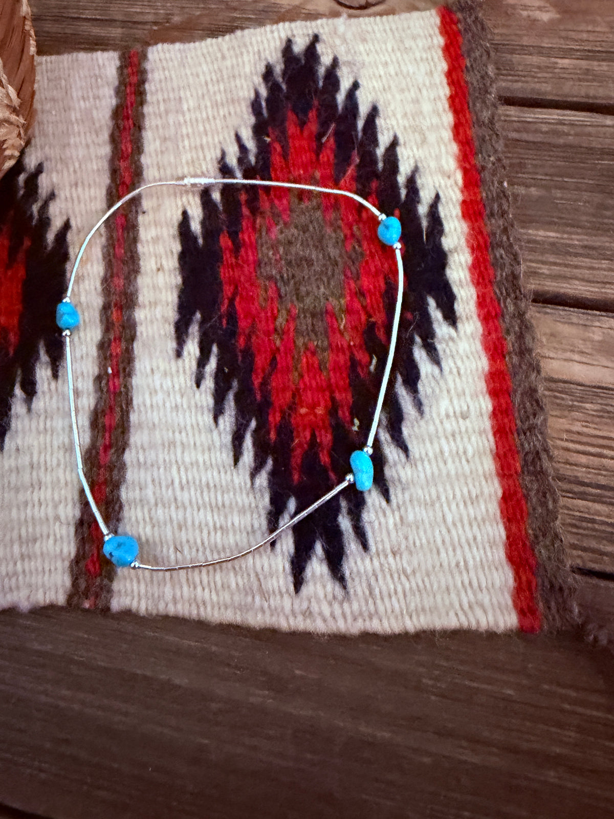 Handmade Turquoise & Liquid Silver Beaded Anklet