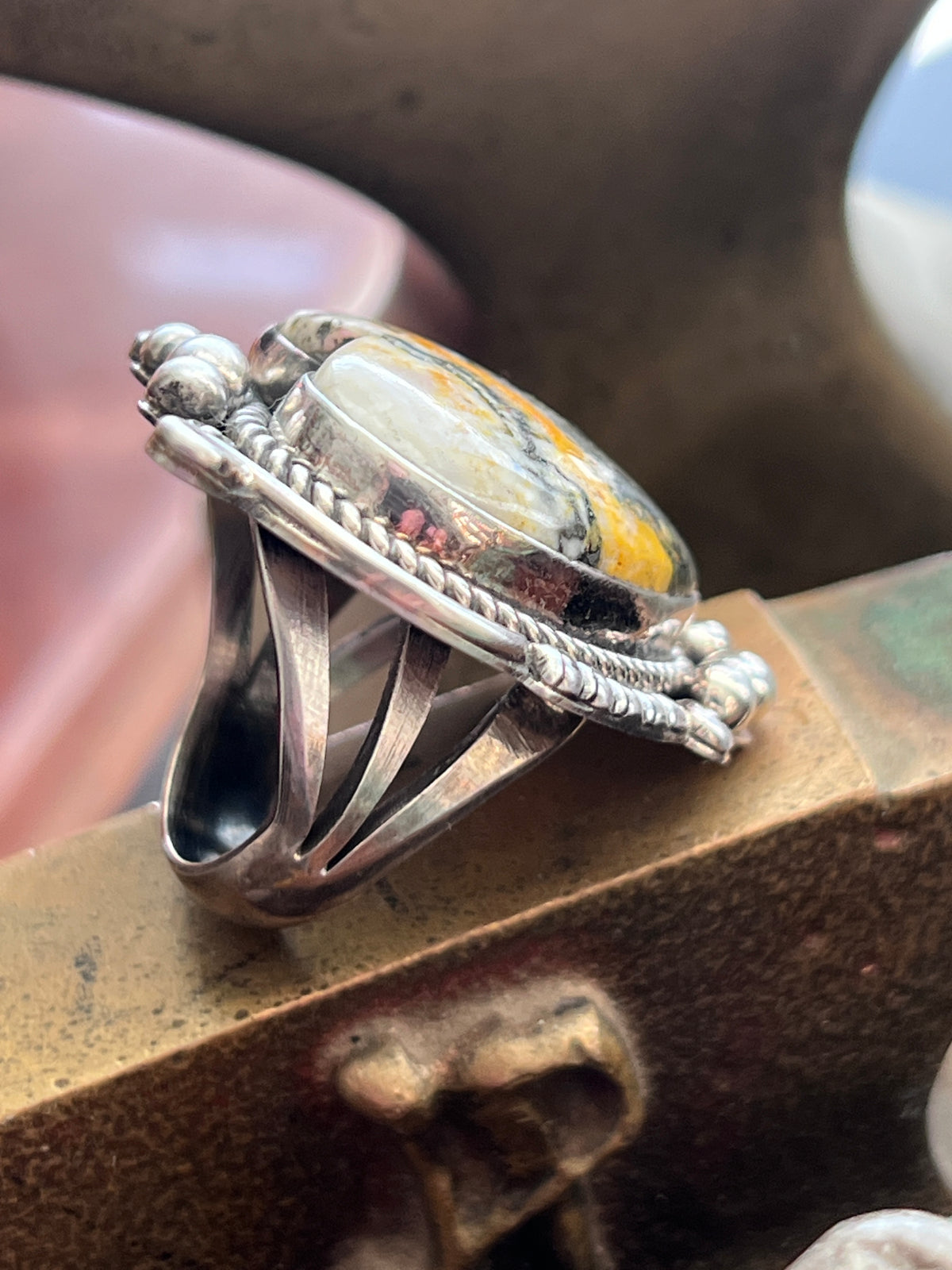 Rosella Paxson Sterling Silver & Bumblebee Heart Ring, Size 7.5-8