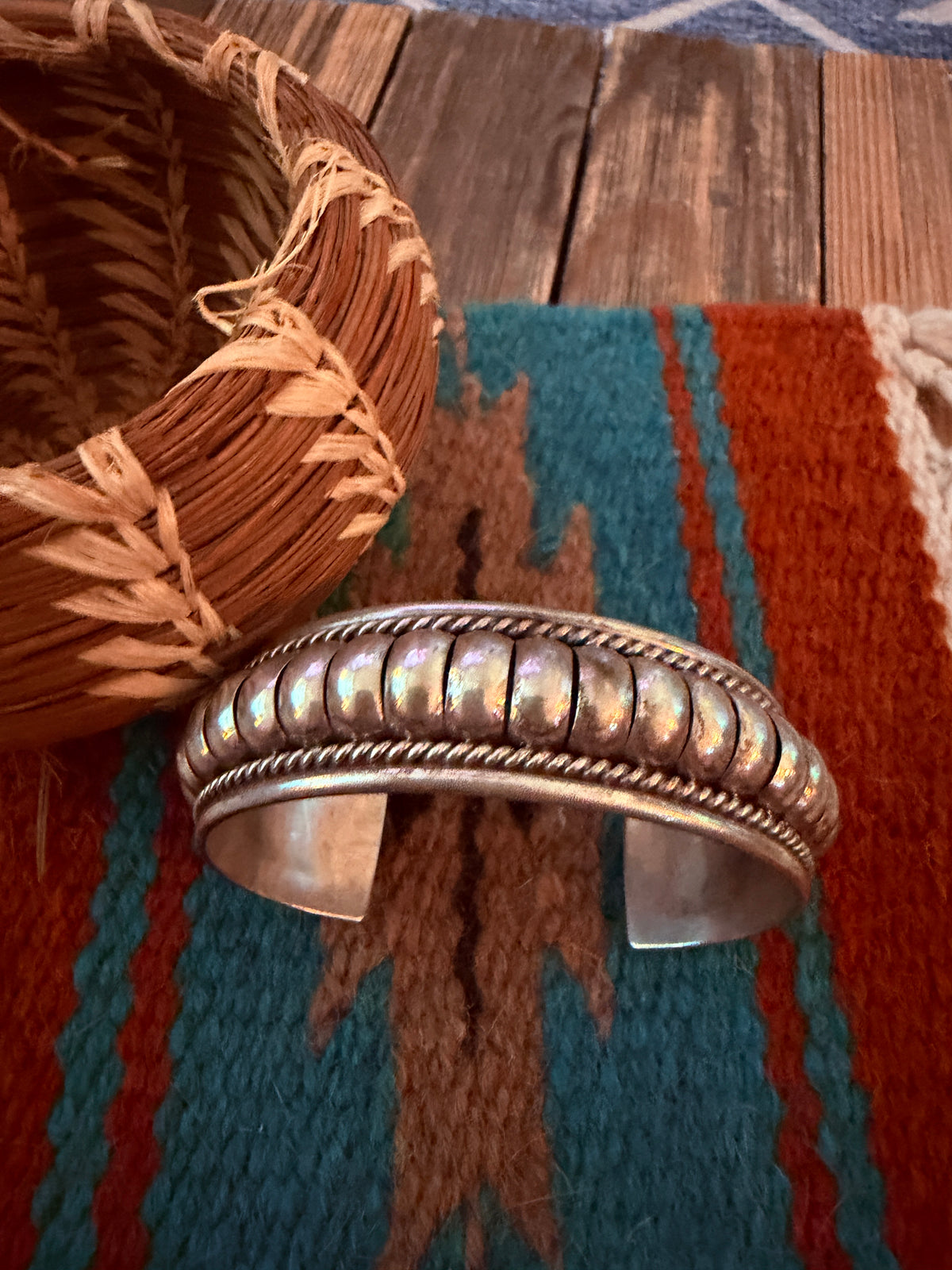 Handcrafted Old Pawn Rolled Sterling Silver Cuff Bracelet