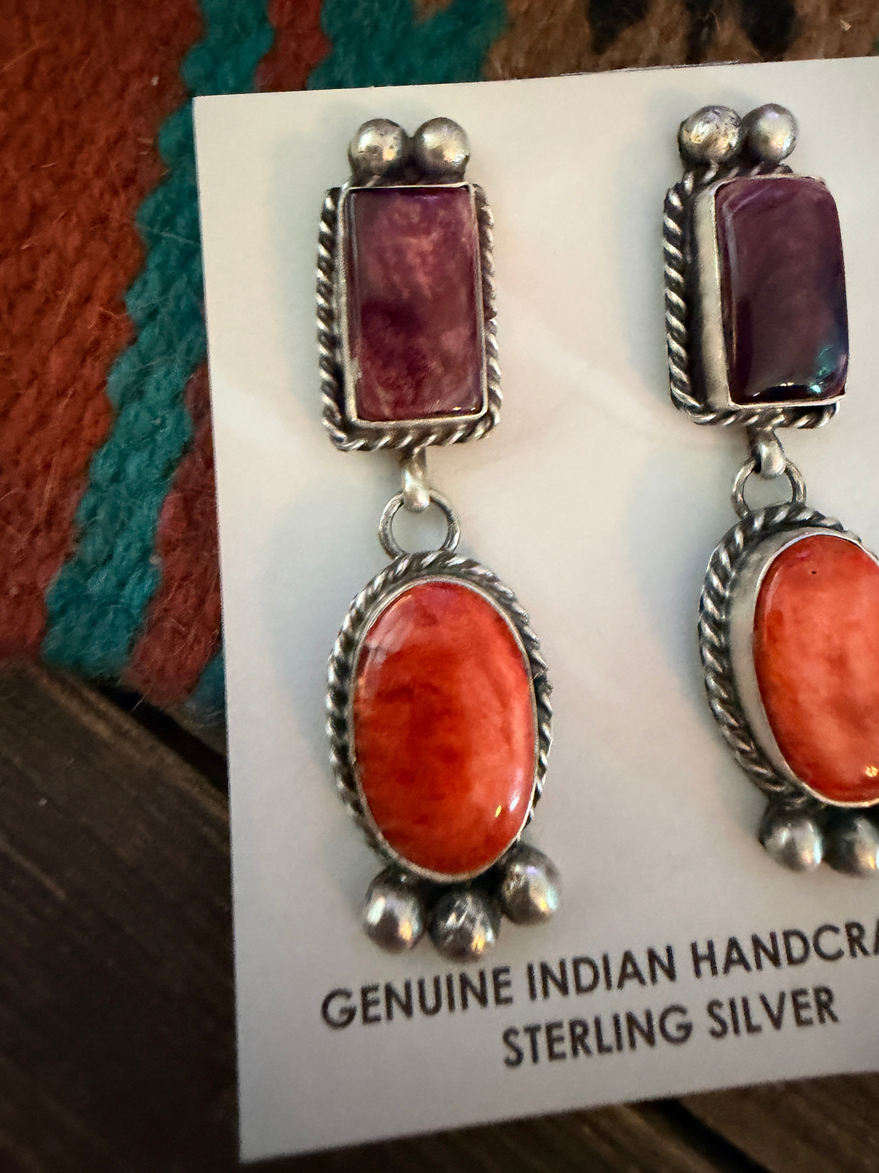 Handcrafted Spiny and Sterling Silver Dangle Earrings by Vicky Hicks