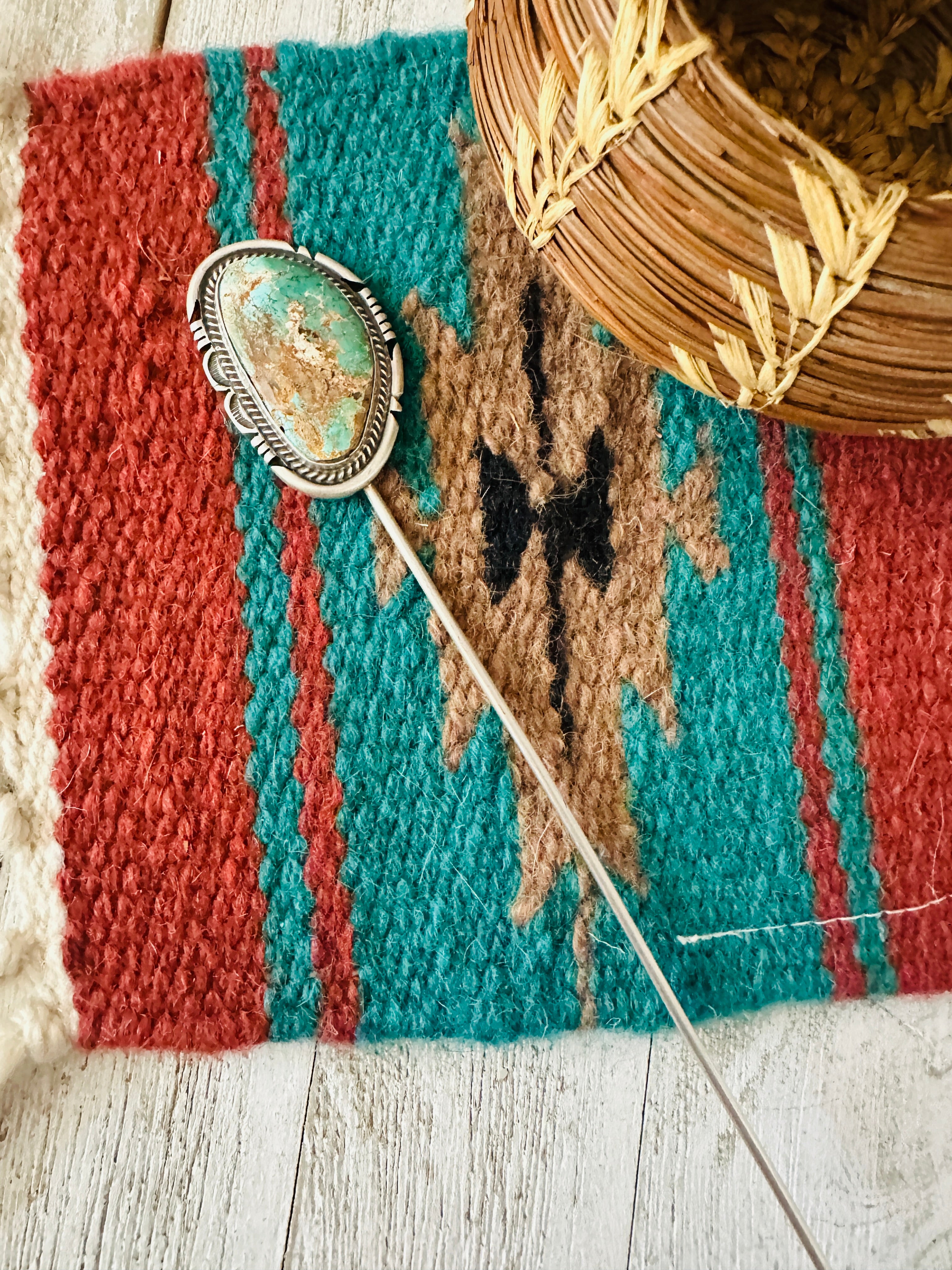 Navajo Turquoise & Sterling Silver Hair Pin