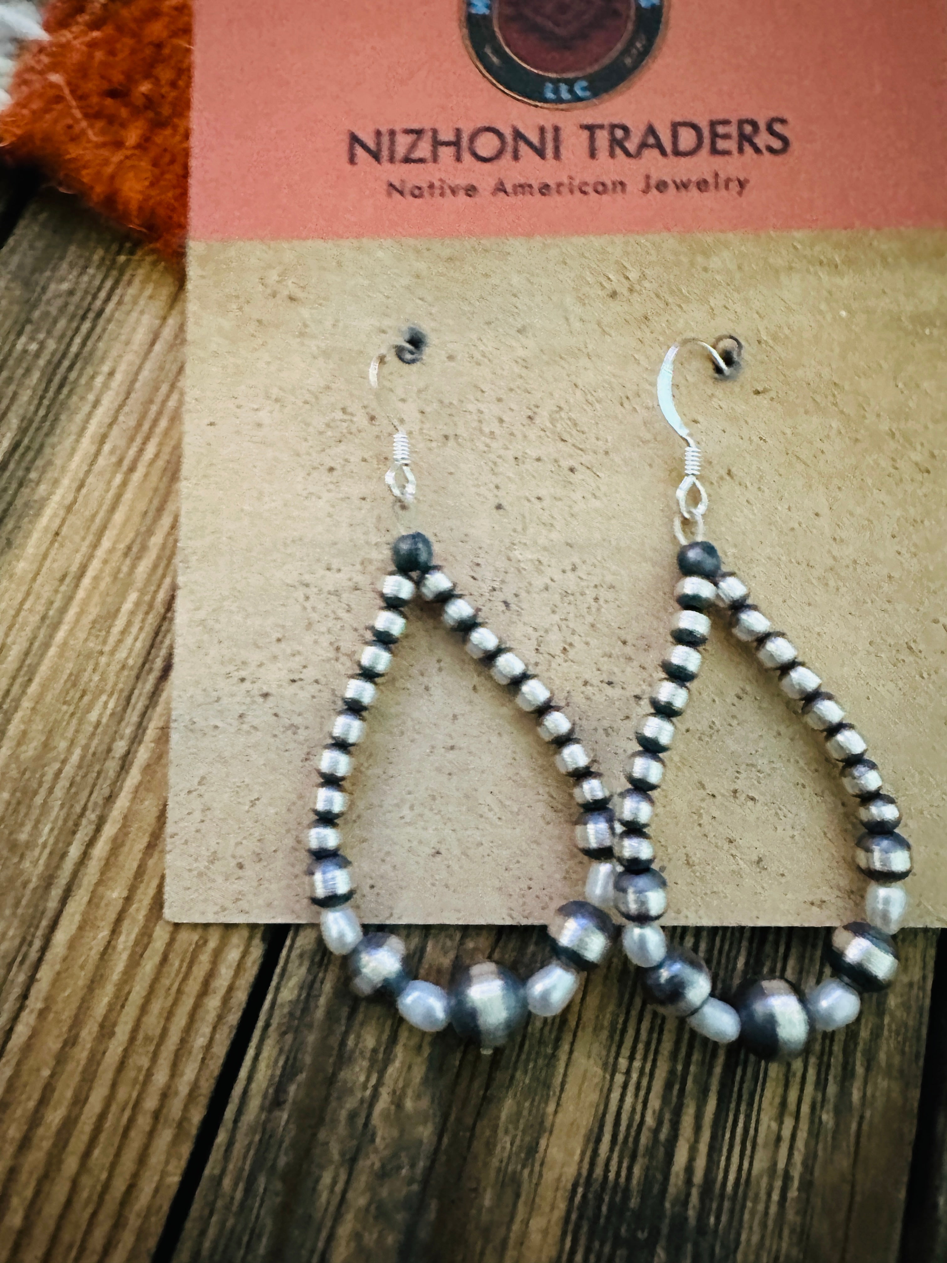 Handcrafted Freshwater Pearl & Sterling Silver Pearl Beaded Dangle Hoop Earrings