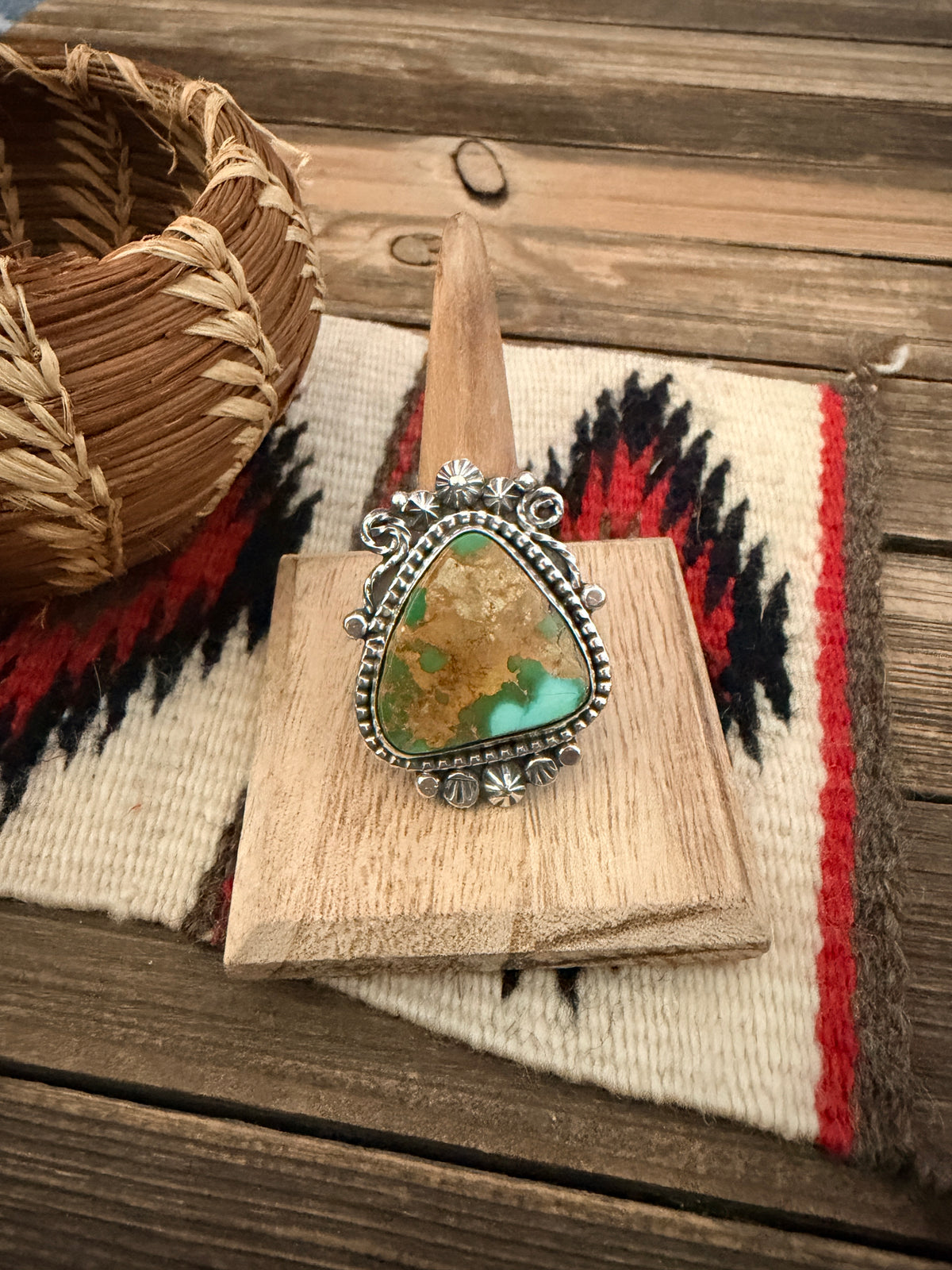 Handcrafted Royston Turquoise & Sterling Silver Ring 9.25 by Rosella Paxson