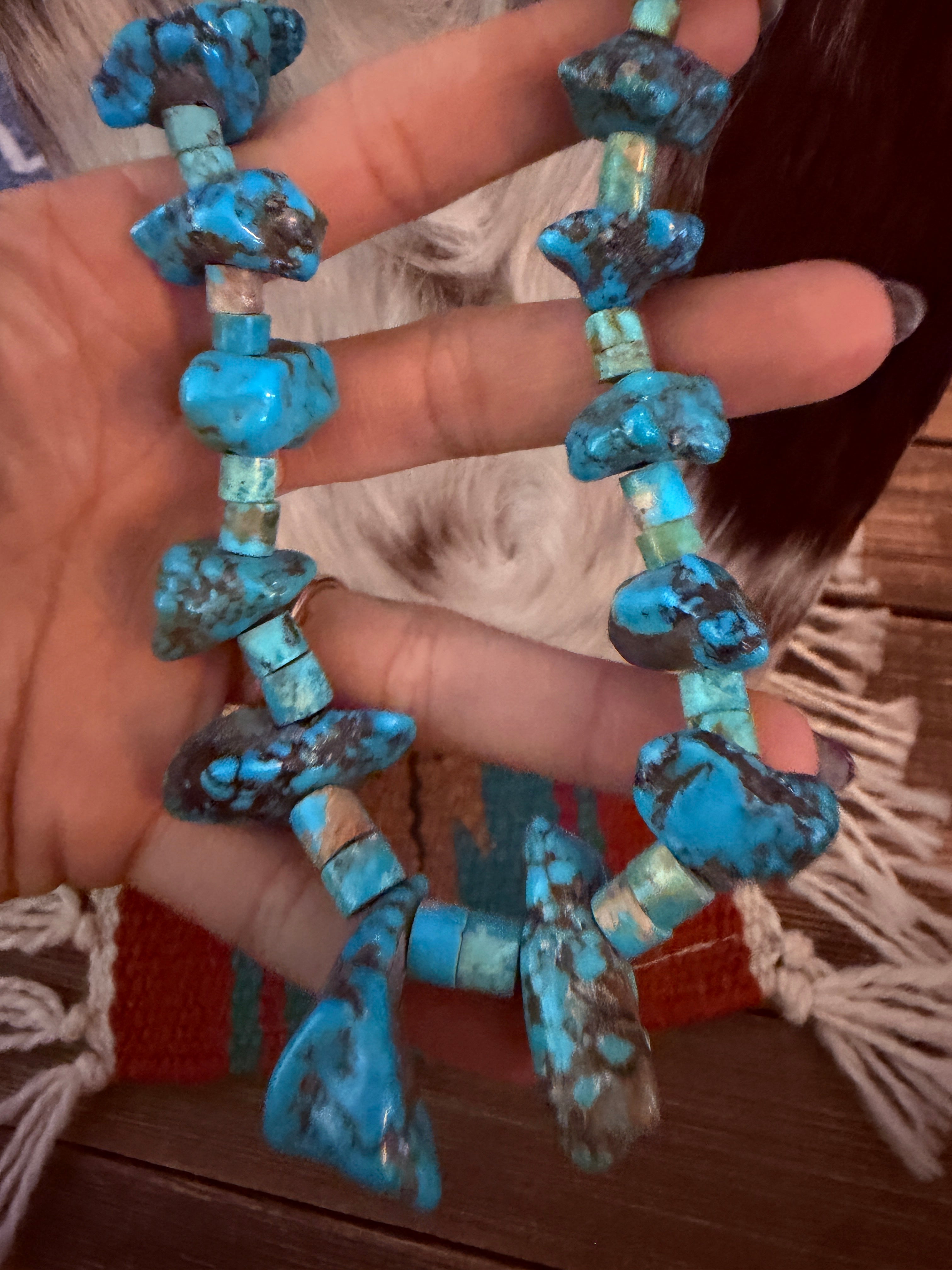Old Pawn Handcrafted Turquoise Beaded 28” Necklace