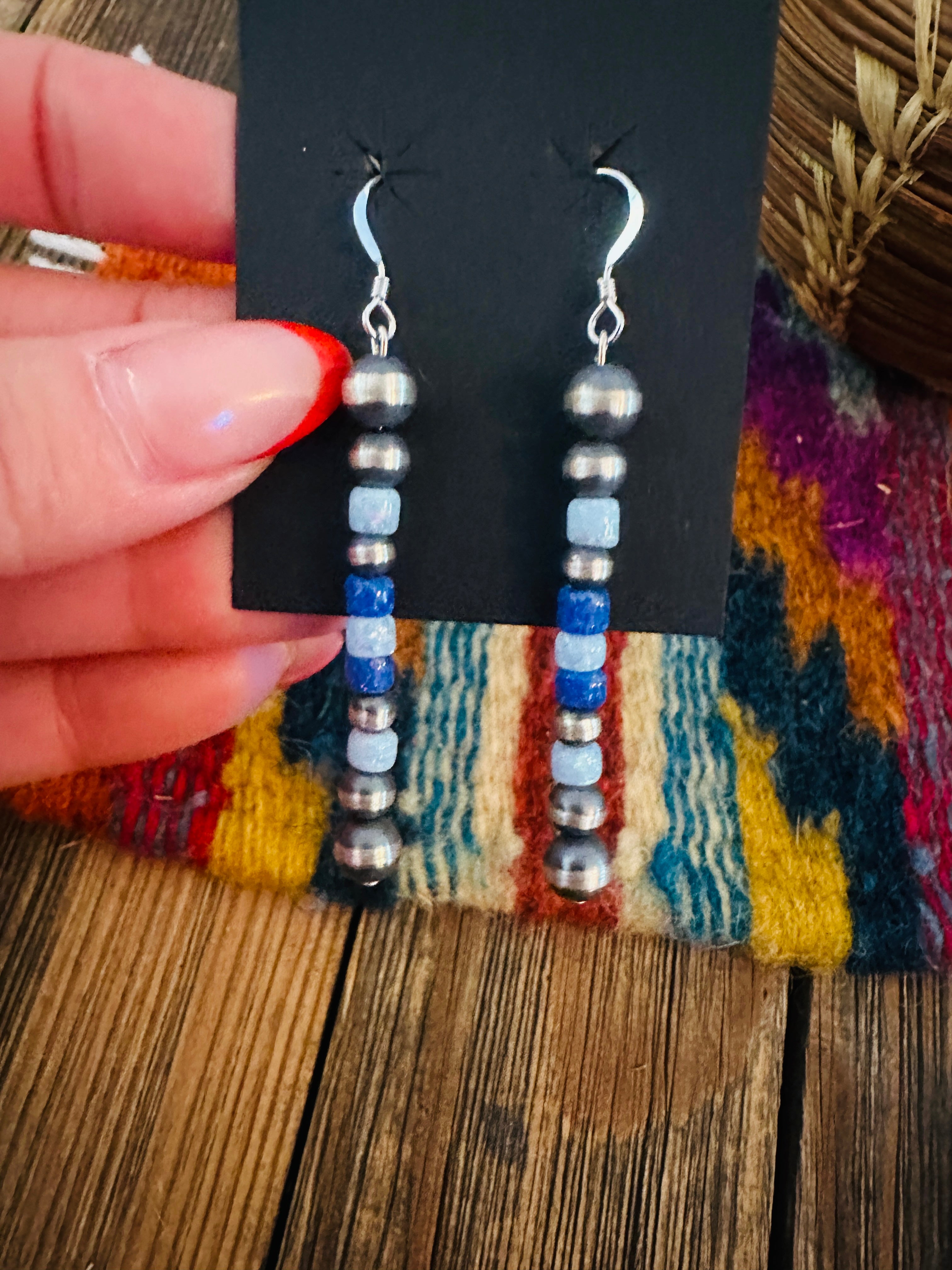 Handcrafted Opal & Sterling Silver Pearl Beaded Dangle Earrings