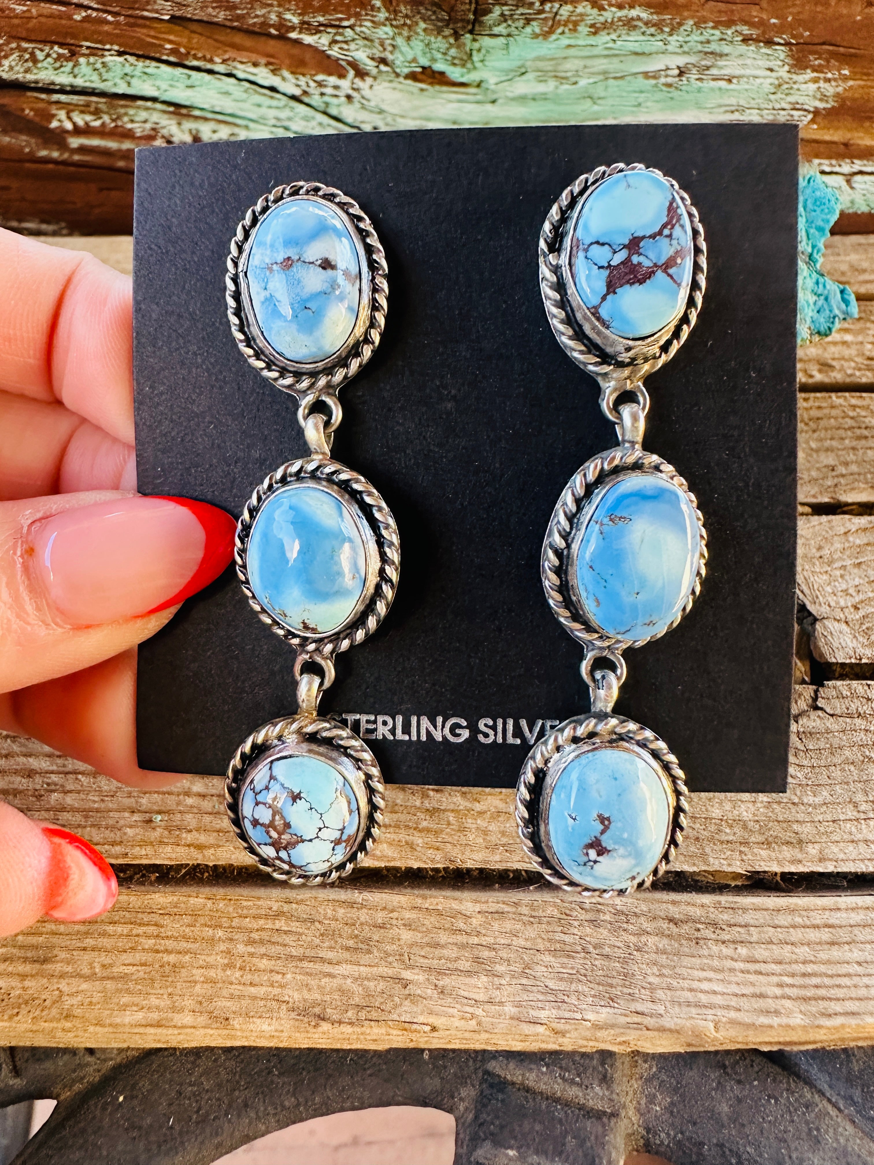 Handcrafted Golden Hills Turquoise & Sterling Silver Dangle Earrings