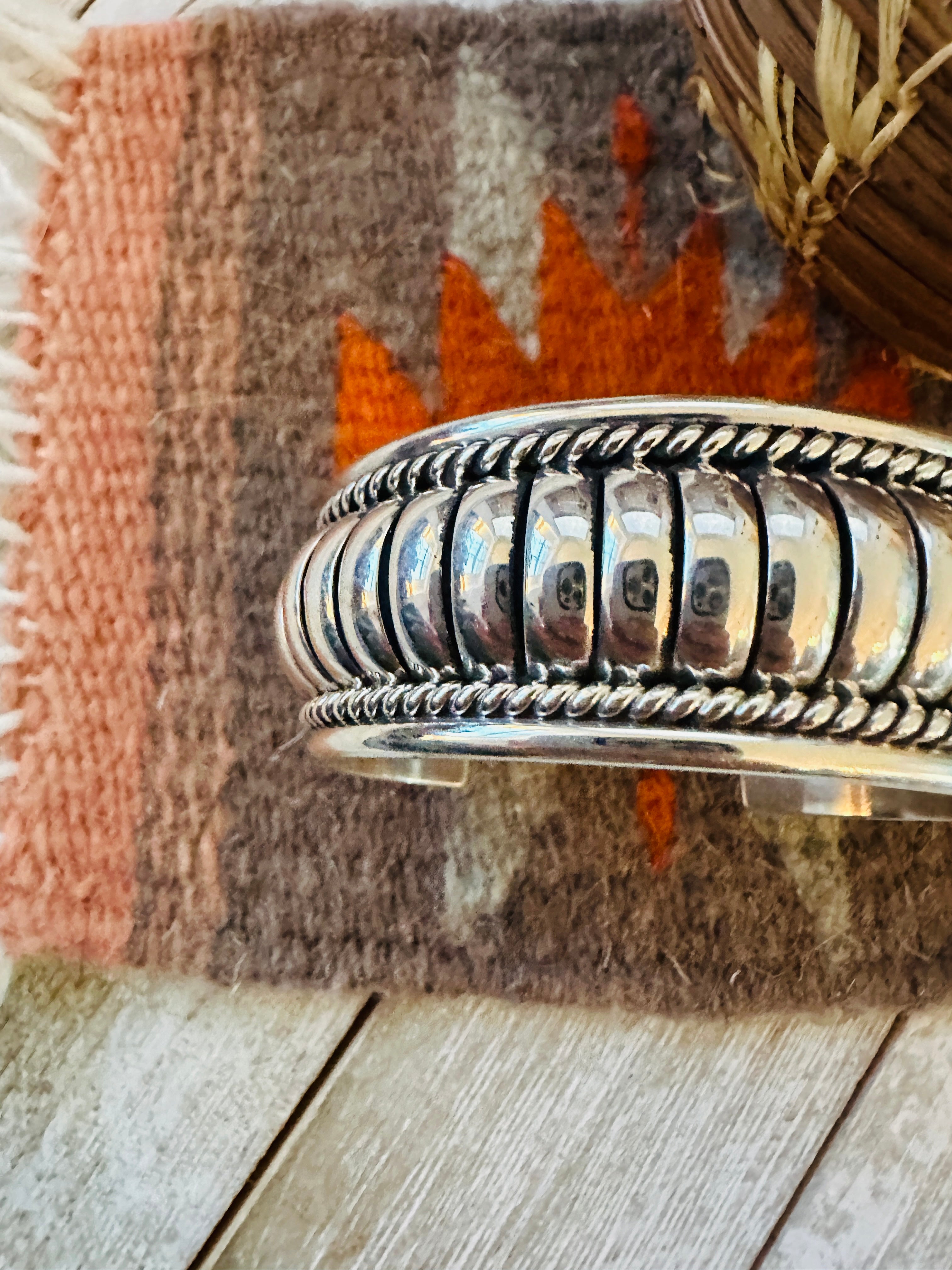 Handcrafted Rolled Sterling Silver Cuff Bracelet by Tom Charley