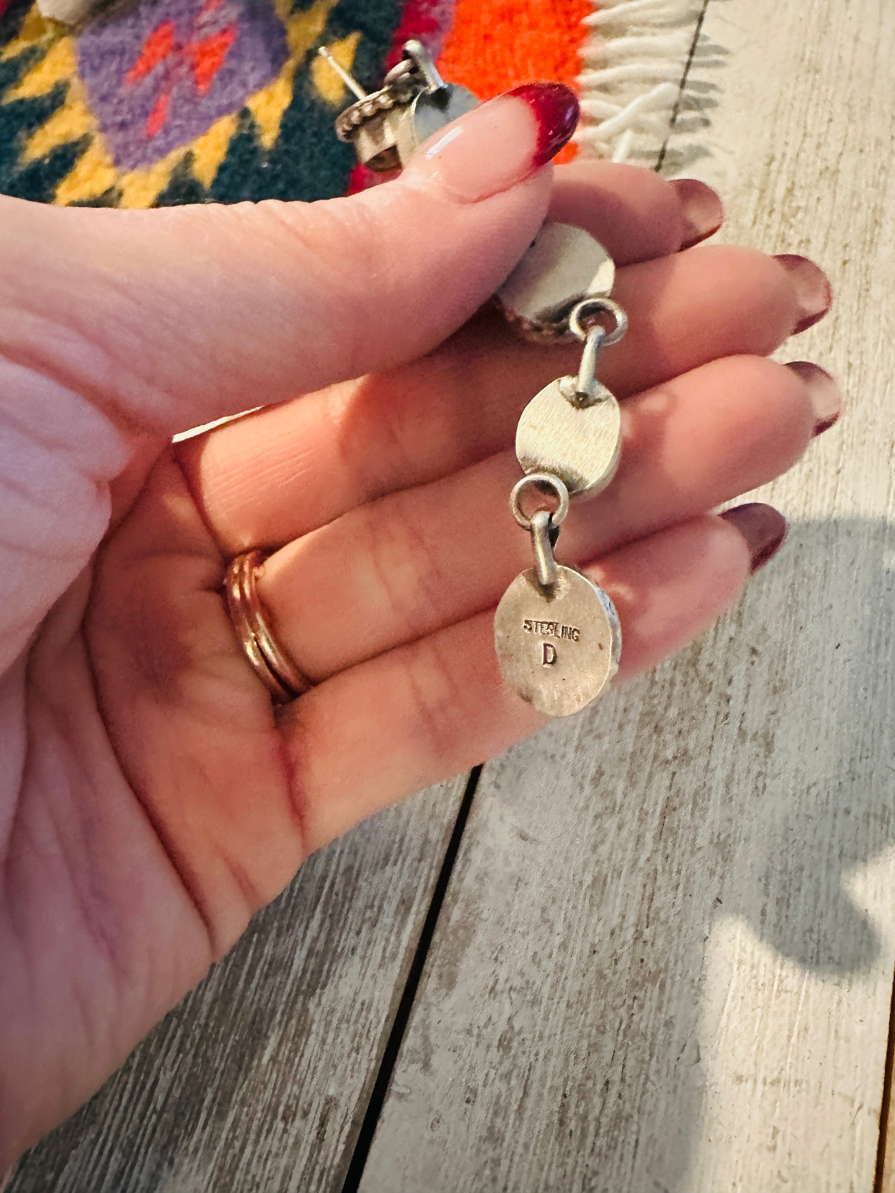 Navajo Sterling Silver & Pink Dream Mojave Dangle Earrings