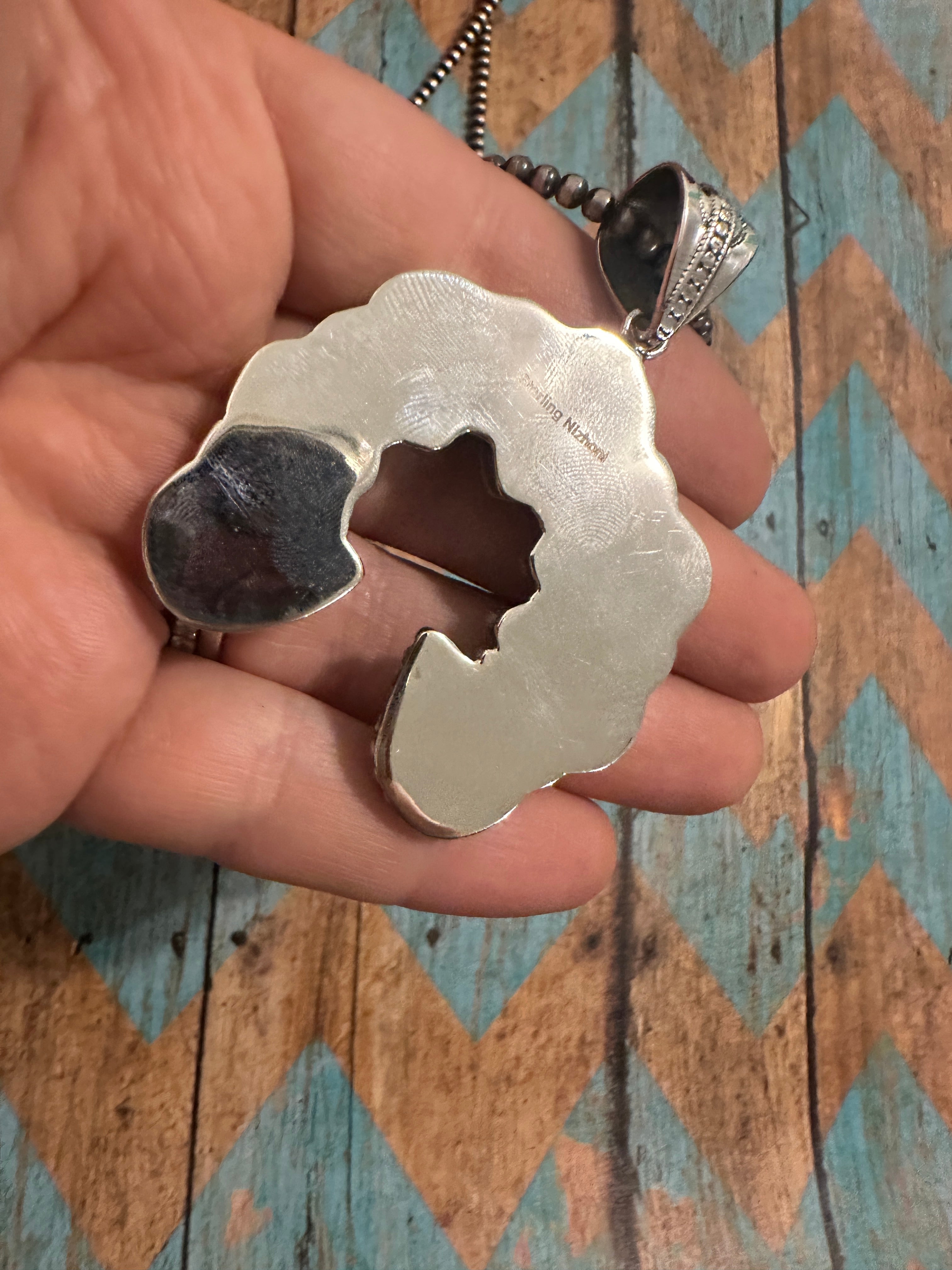 Beautiful Handmade Sterling Silver & Sonoran Mountain Turquoise Naja Pendant