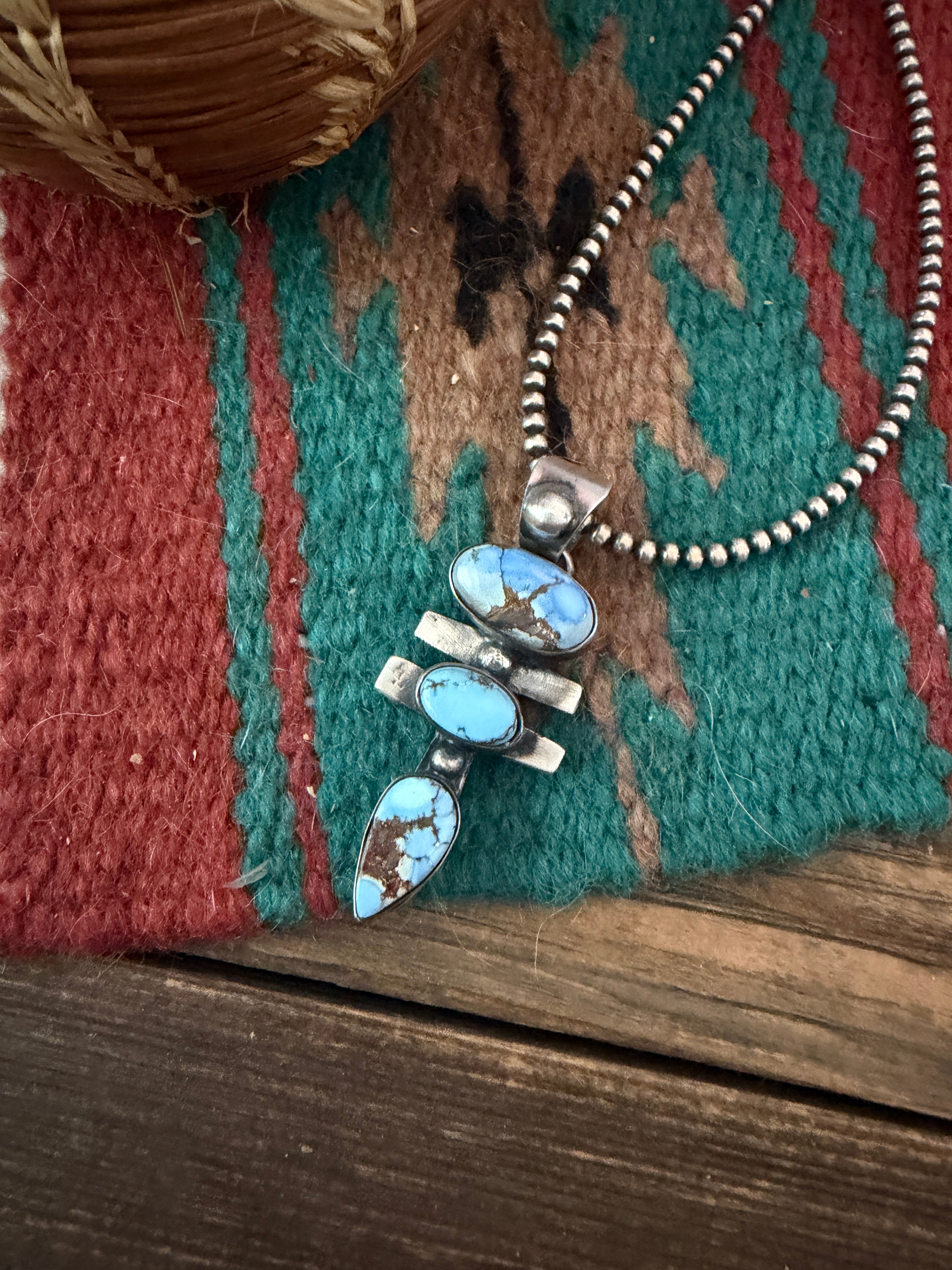 Handcrafted Sterling Silver & Golden Hills Turquoise Pendant by Chimney Butte