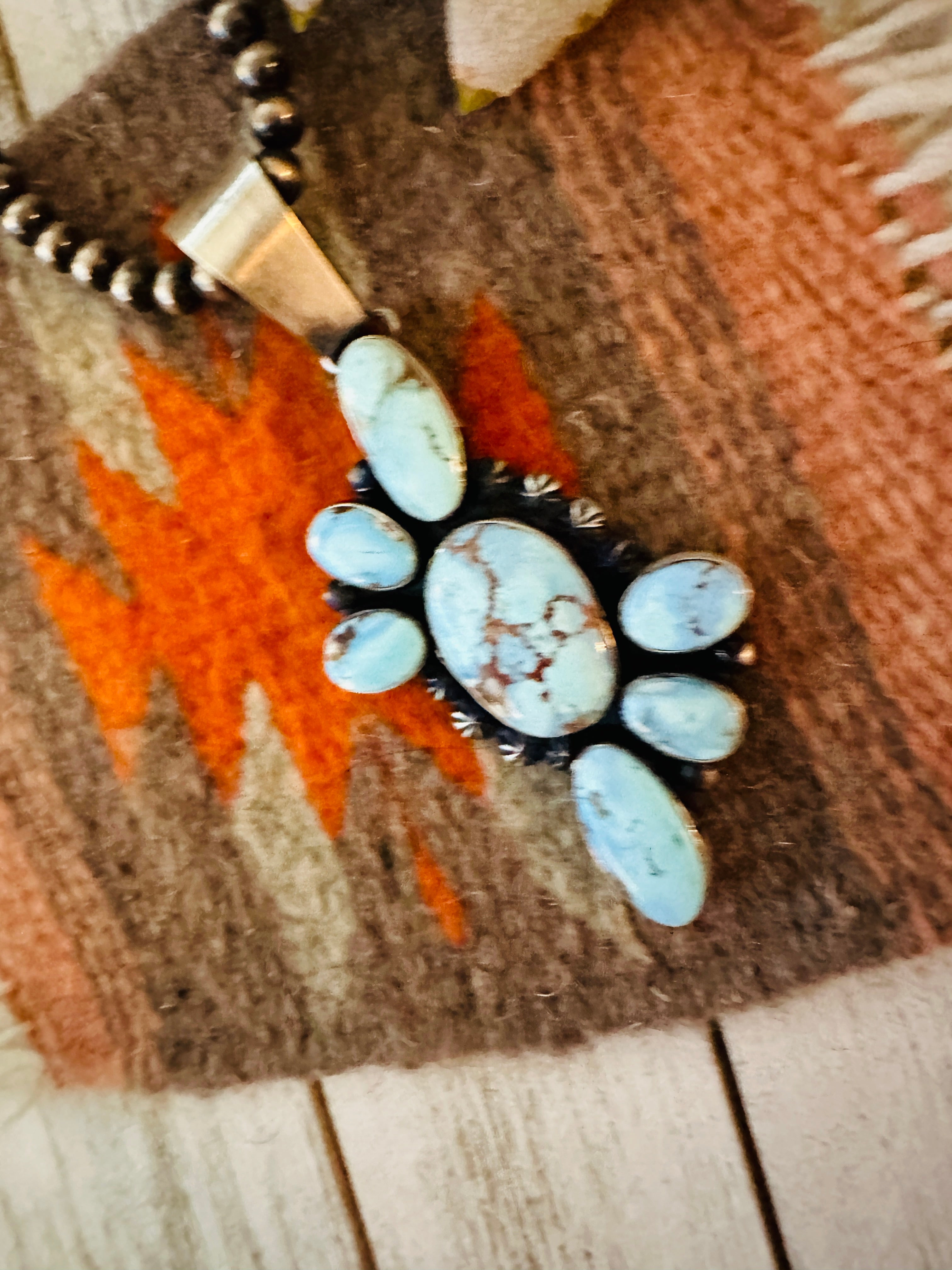 Navajo Golden Hills Turquoise & Sterling Silver Pendant by Paul Livingston