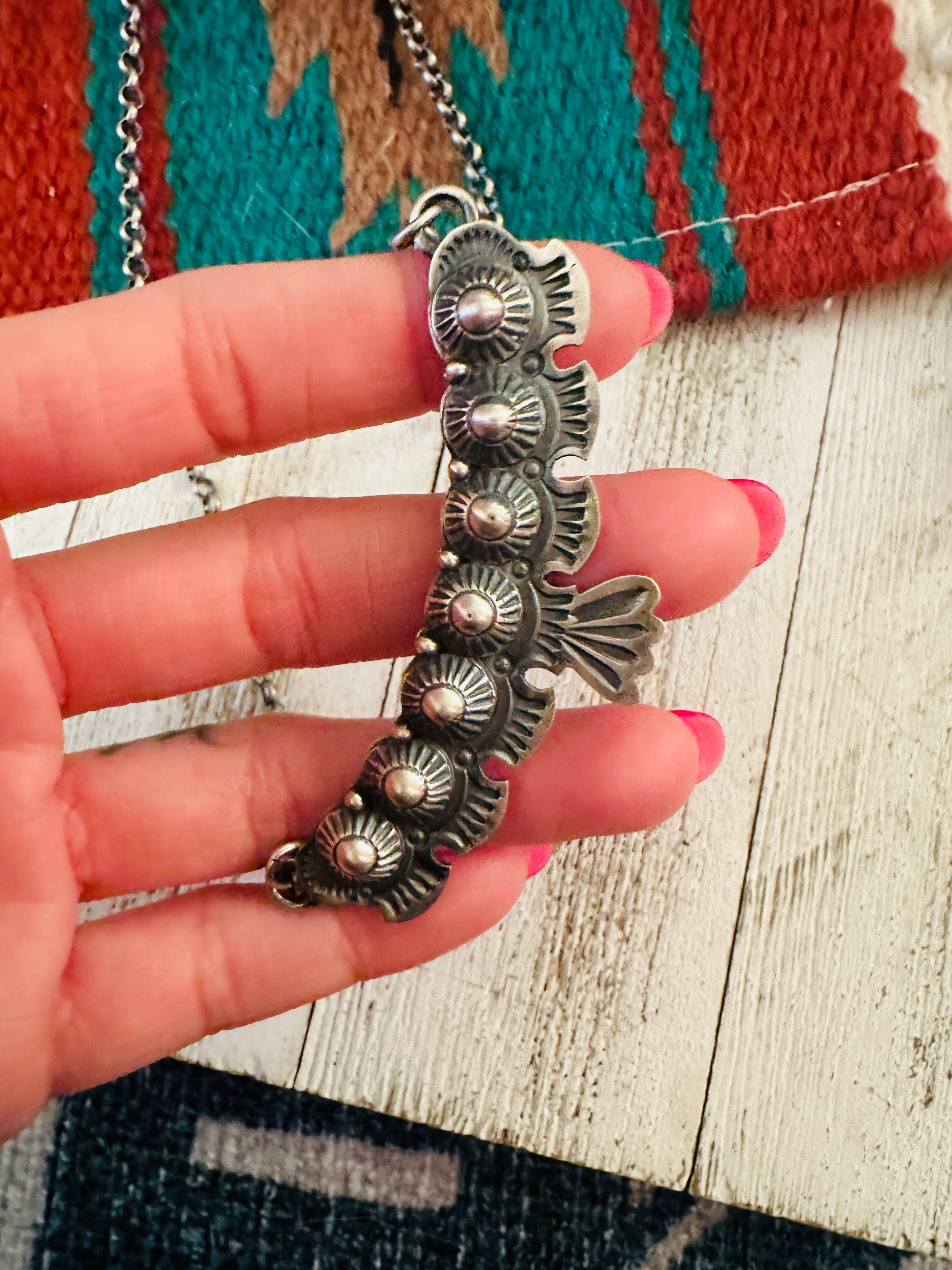 Navajo Sterling Silver Studded Necklace by Emer Thompson