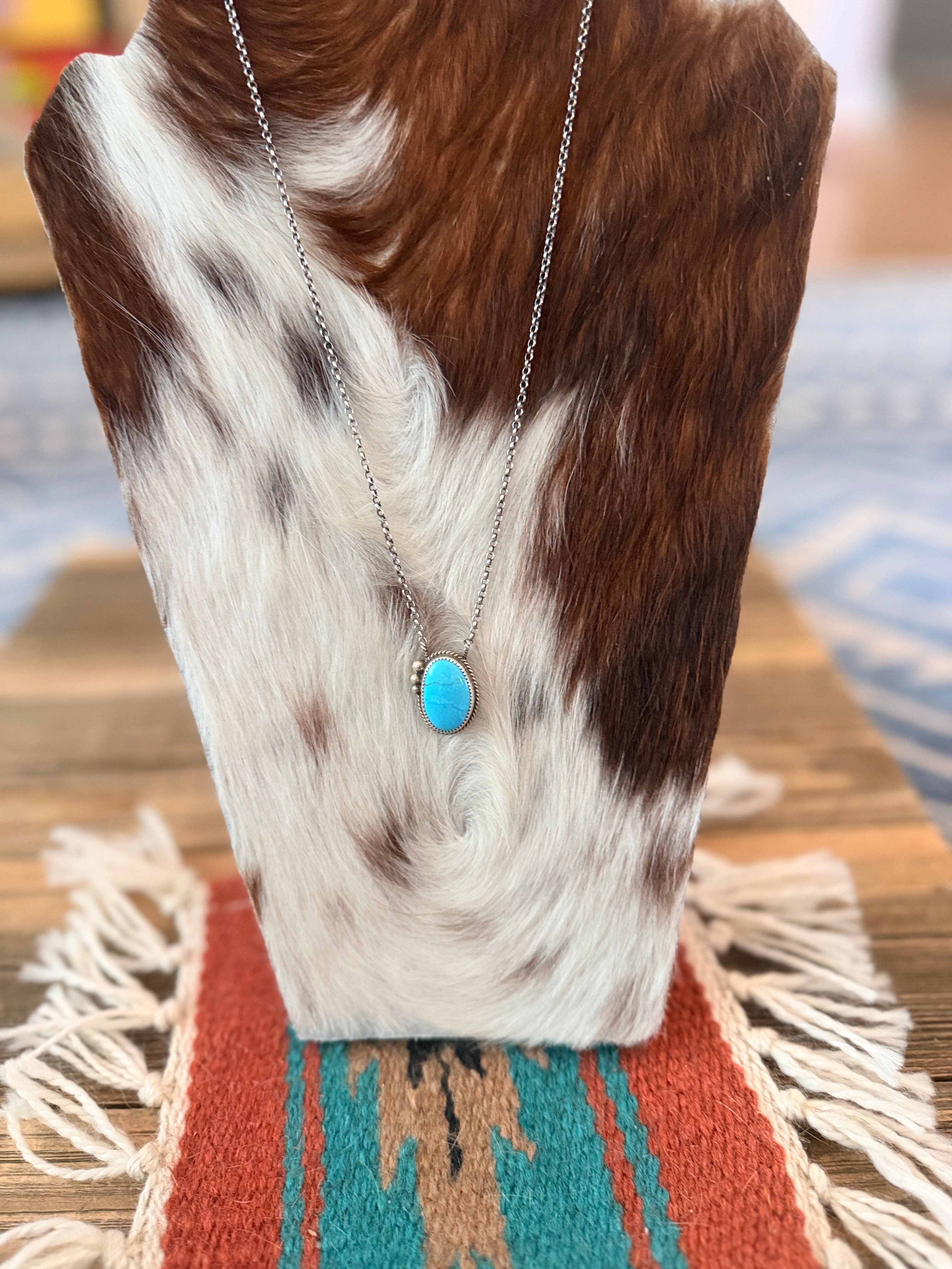 Handmade Sterling Silver & Kingman Turquoise Necklace