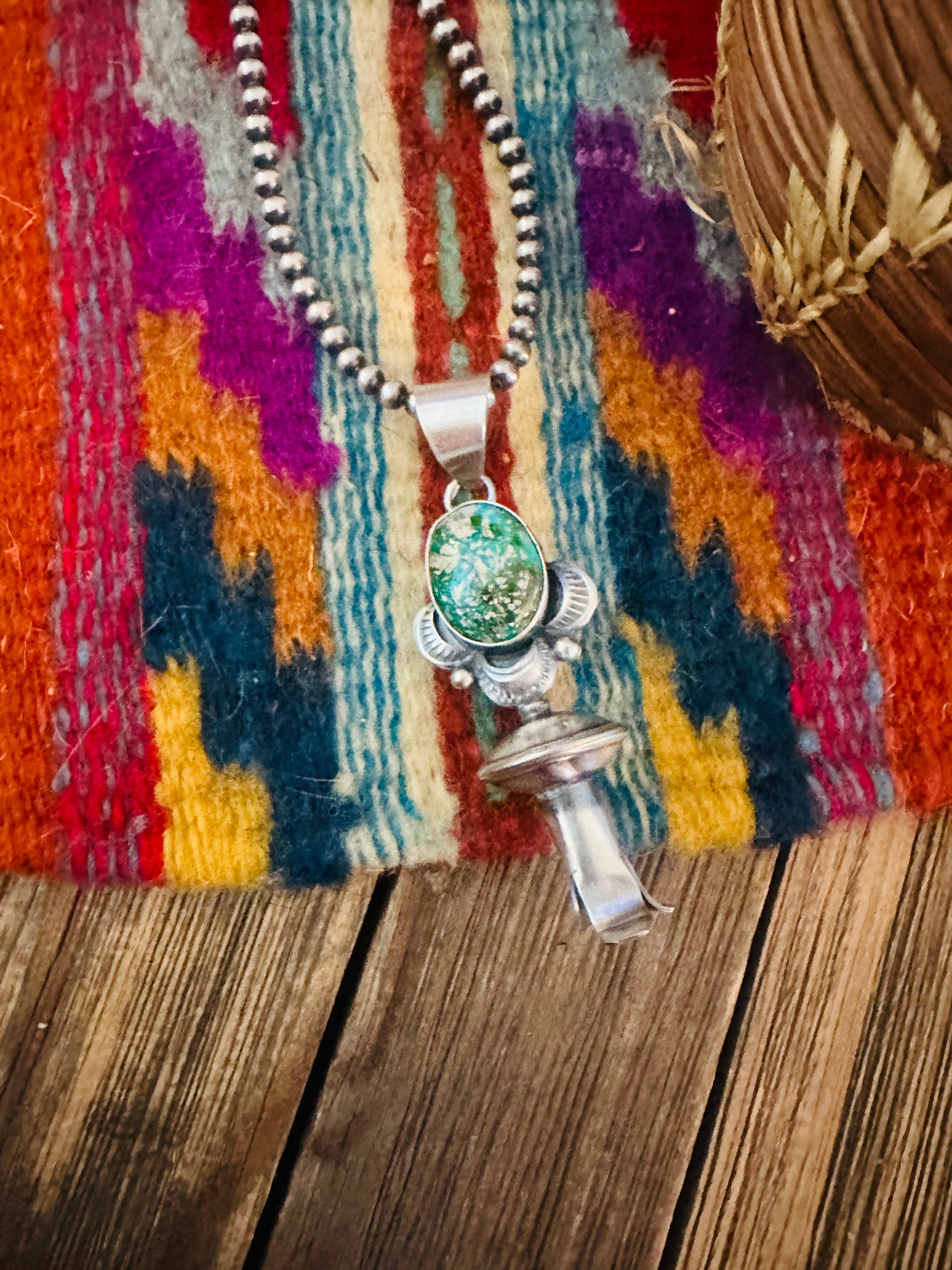 Handcrafted Sterling Silver & Sonoran Mountain Turquoise Blossom Pendant