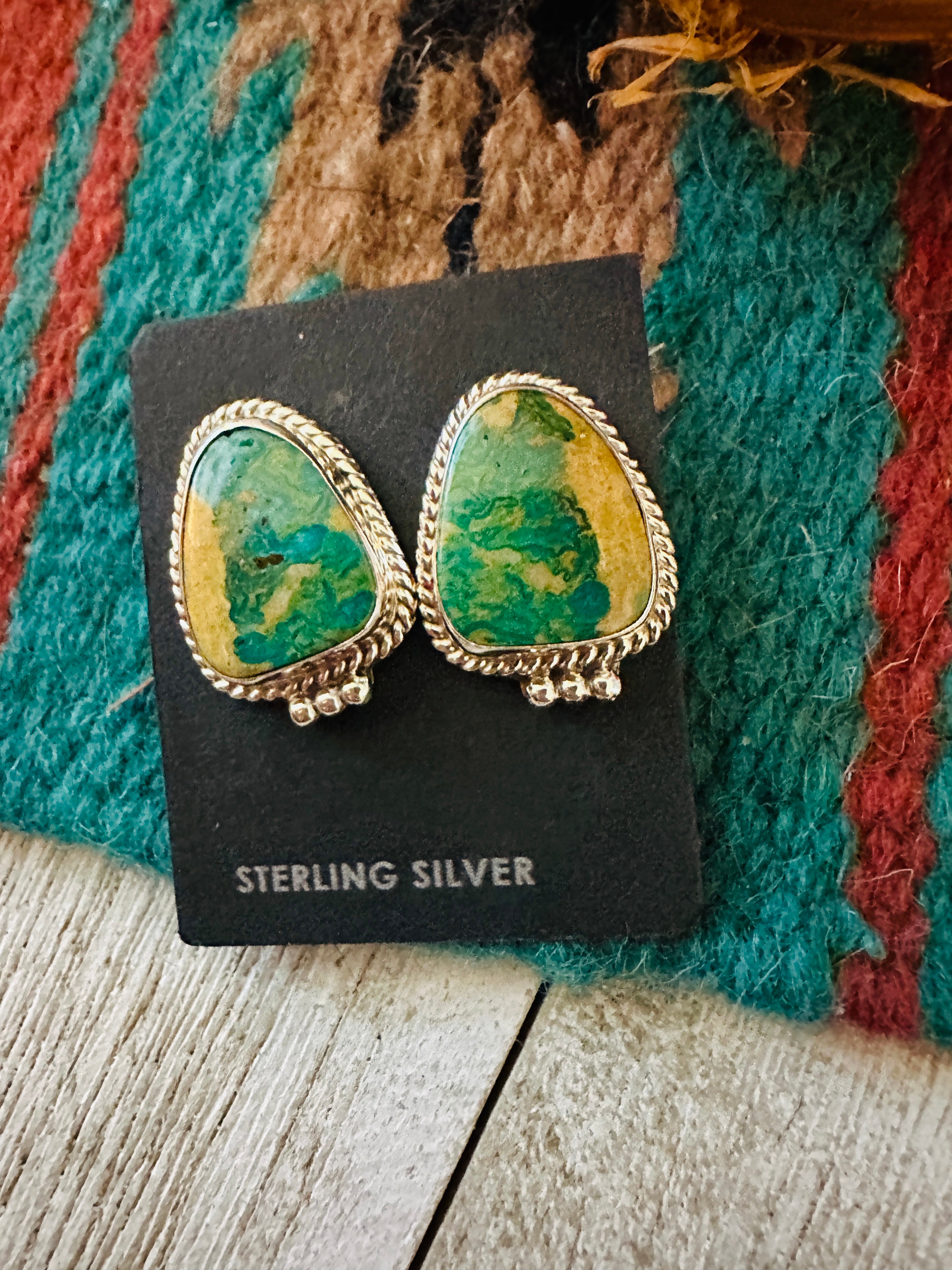 Navajo Turquoise & Sterling Silver Post Earrings