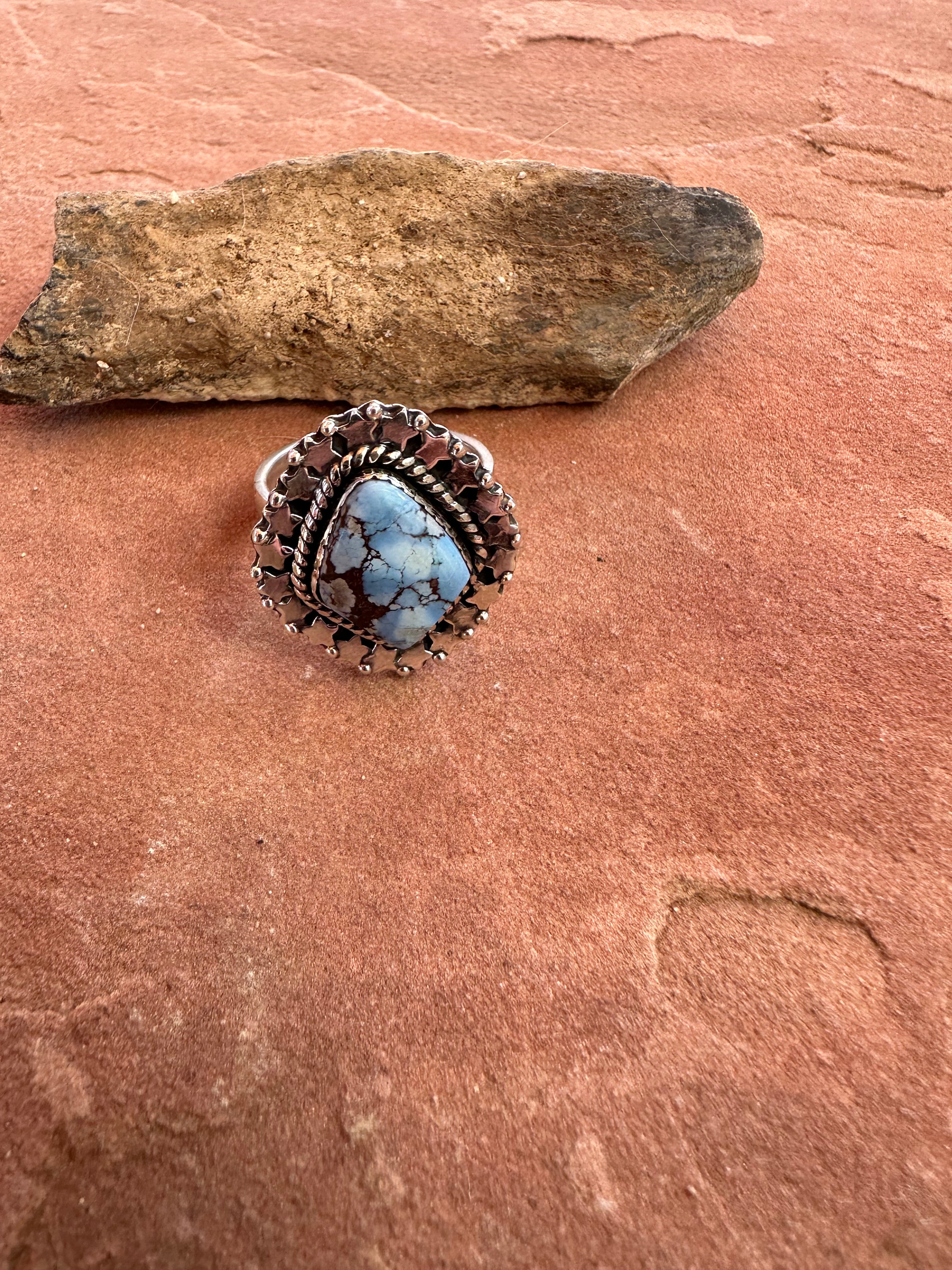 Handmade Golden Hills Turquoise & Sterling Silver Adjustable Ring