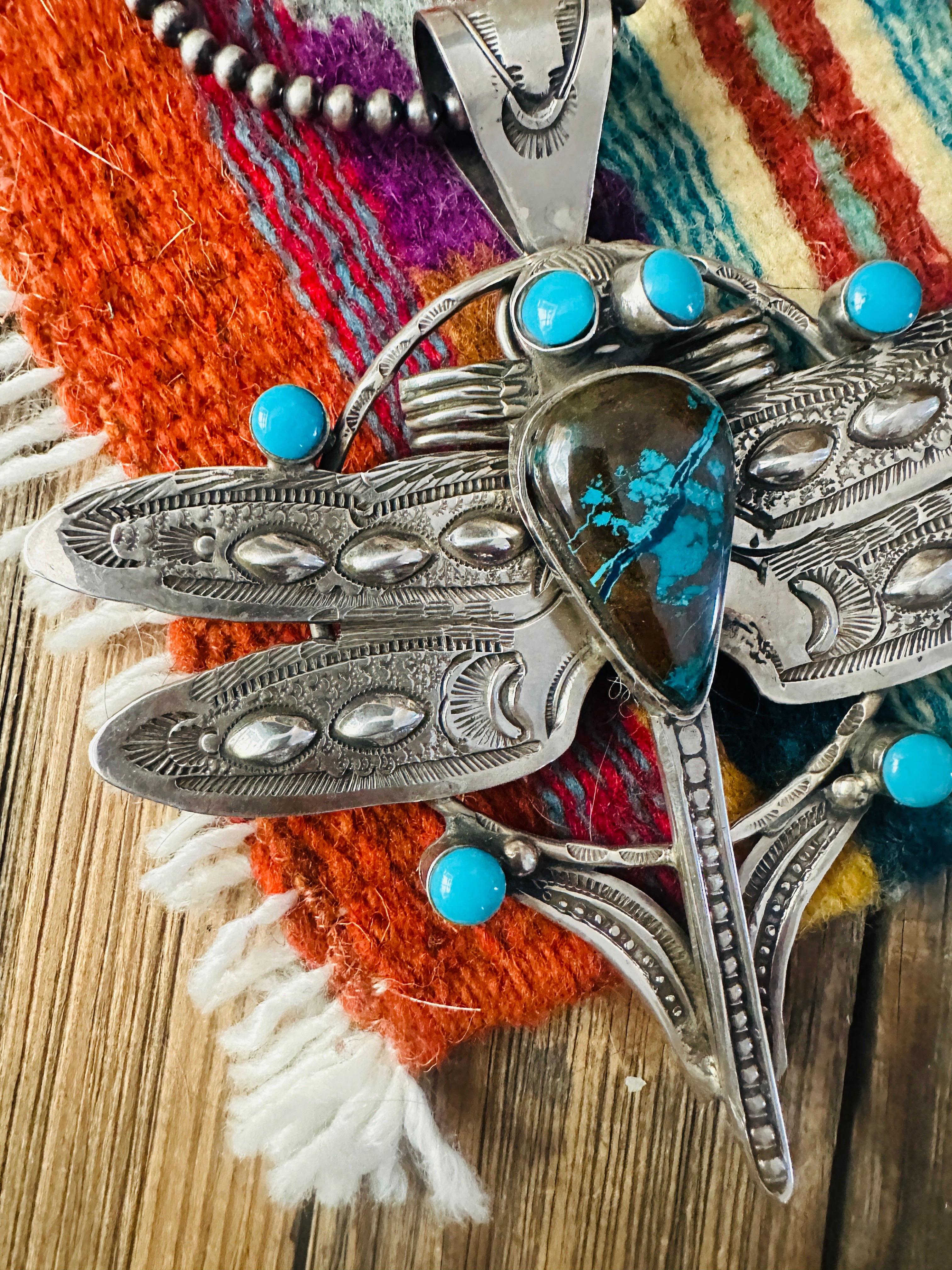 Handcrafted Sterling Silver & Turquoise Dragonfly Pendant