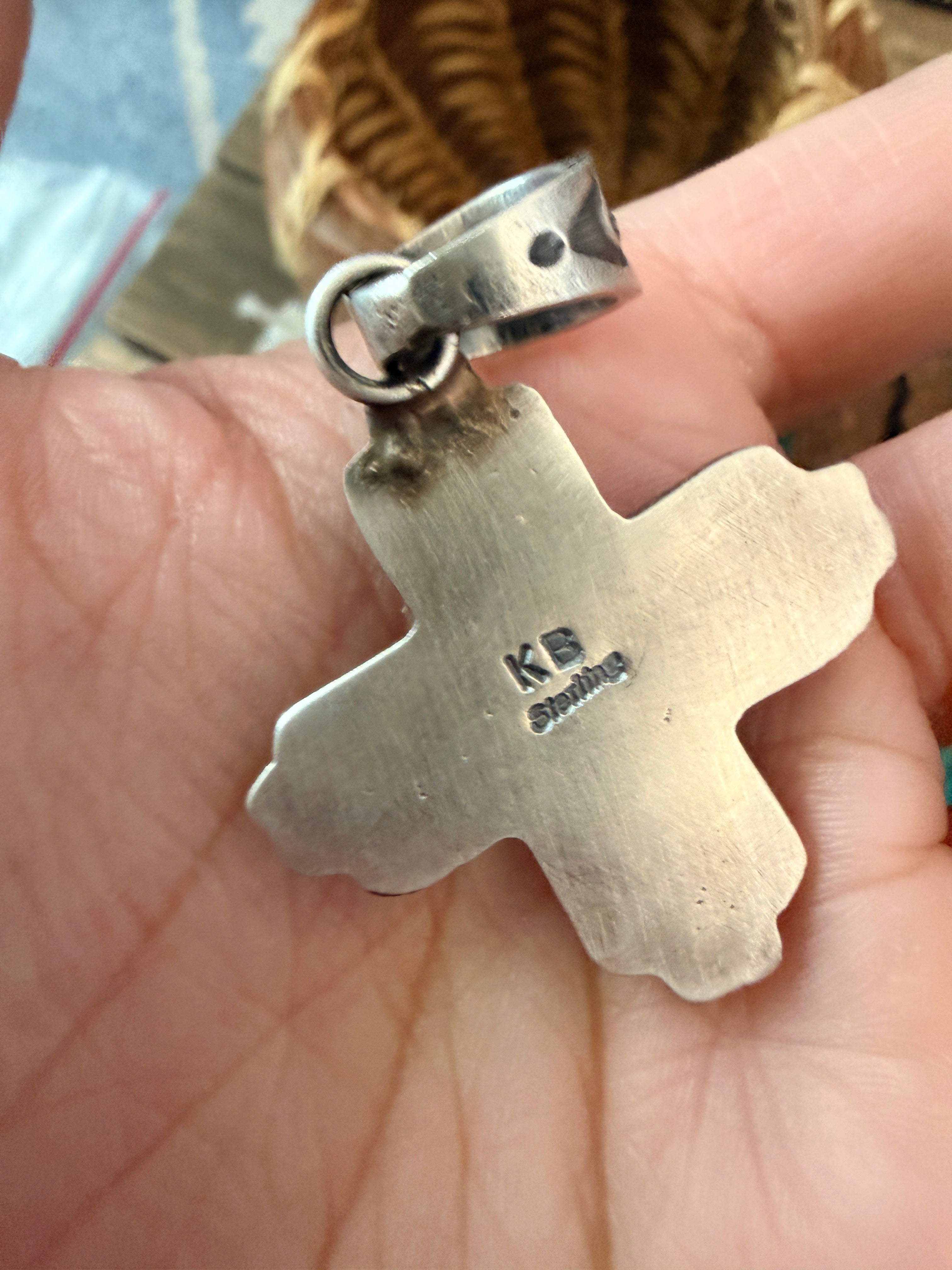 Handcrafted Sterling Silver & Golden Hills Turquoise Cross Pendant by Kevin Billah