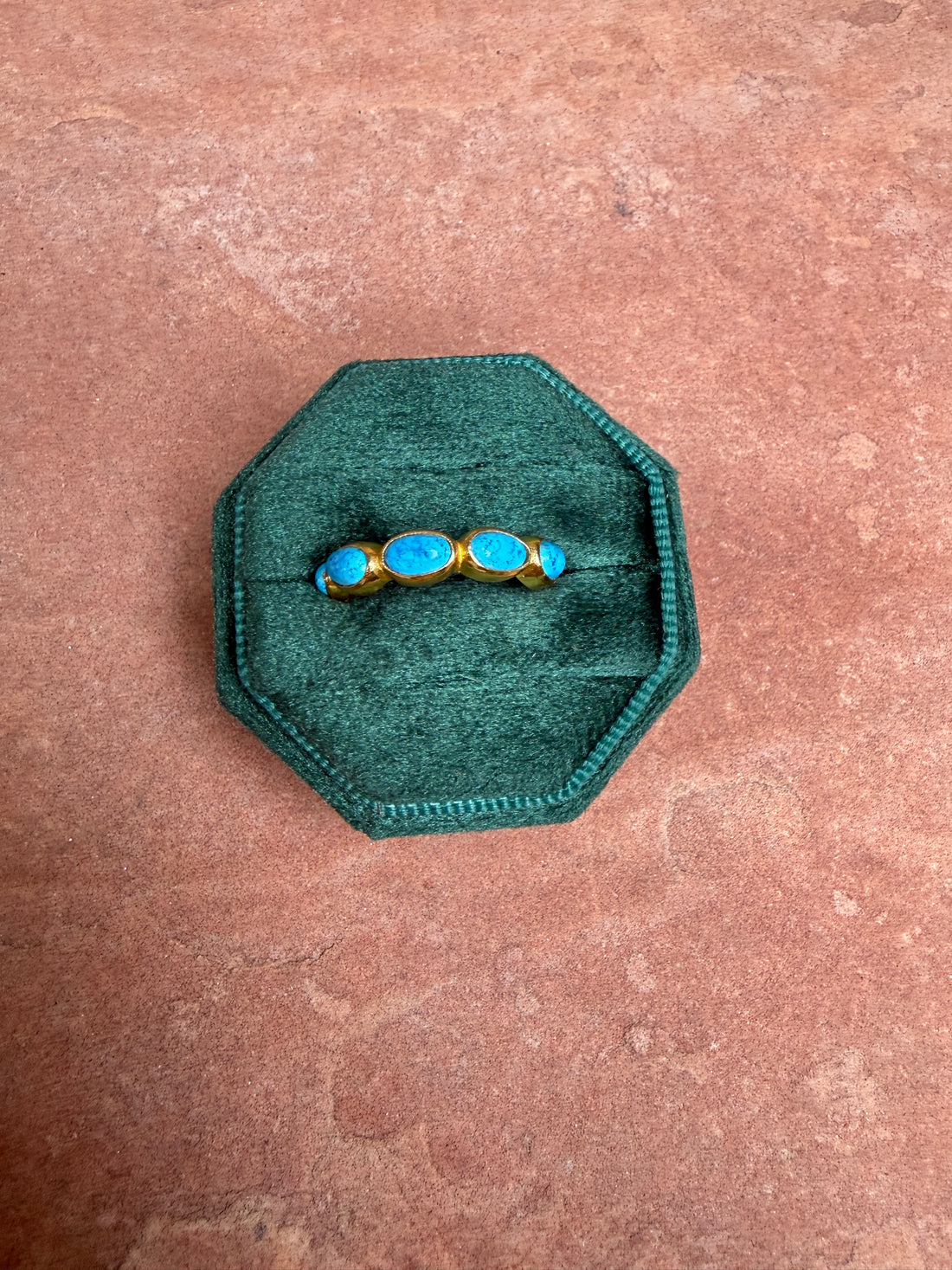 “The Golden Collection” Eternity Band Gold Plated Sterling Silver Turquoise Ring