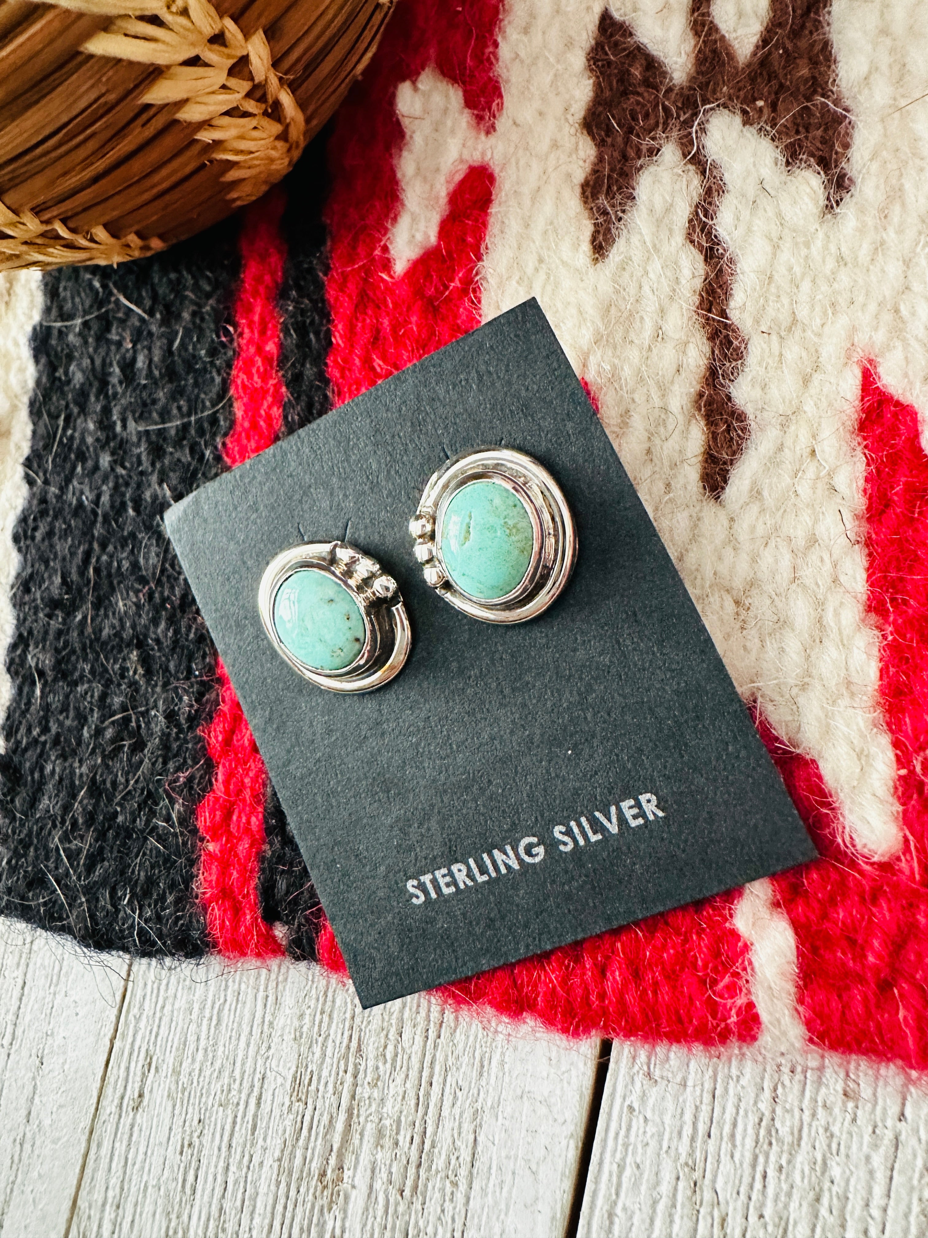 Navajo Turquoise & Sterling Silver Stud Earrings