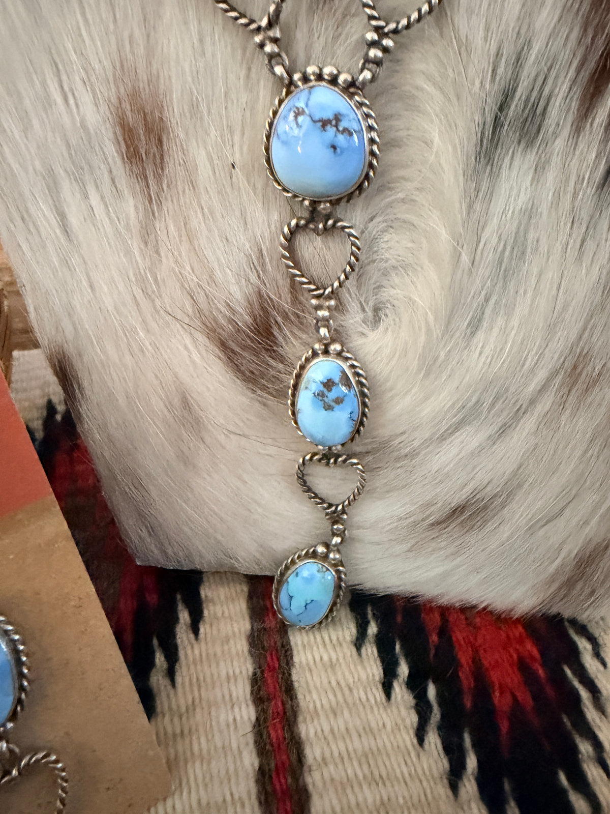 Handcrafted Golden Hills Turquoise & Sterling Silver Necklace and Earring Set by Larry Kaye