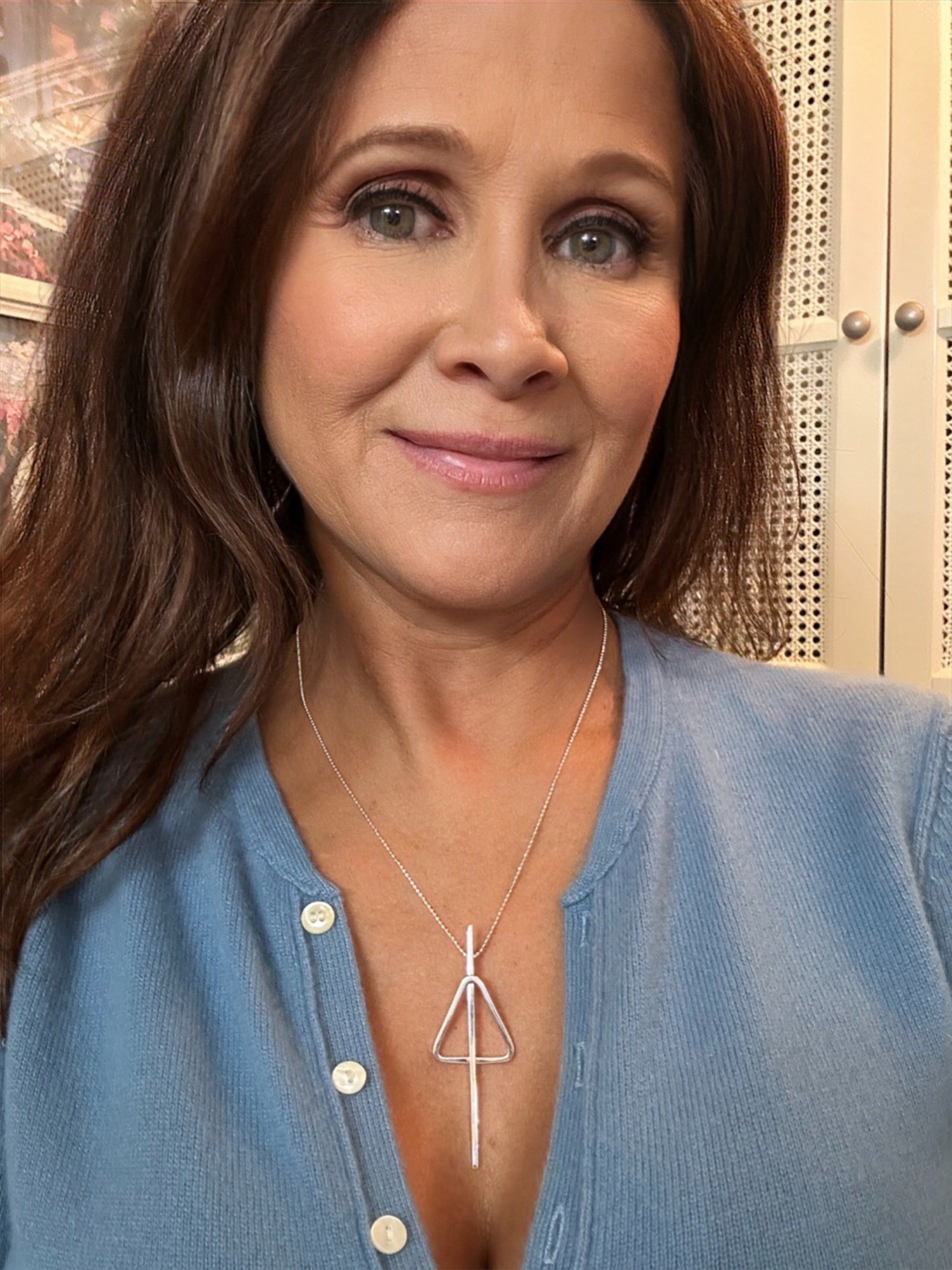 Pierced Triangle Pendant Sterling Silver Necklace