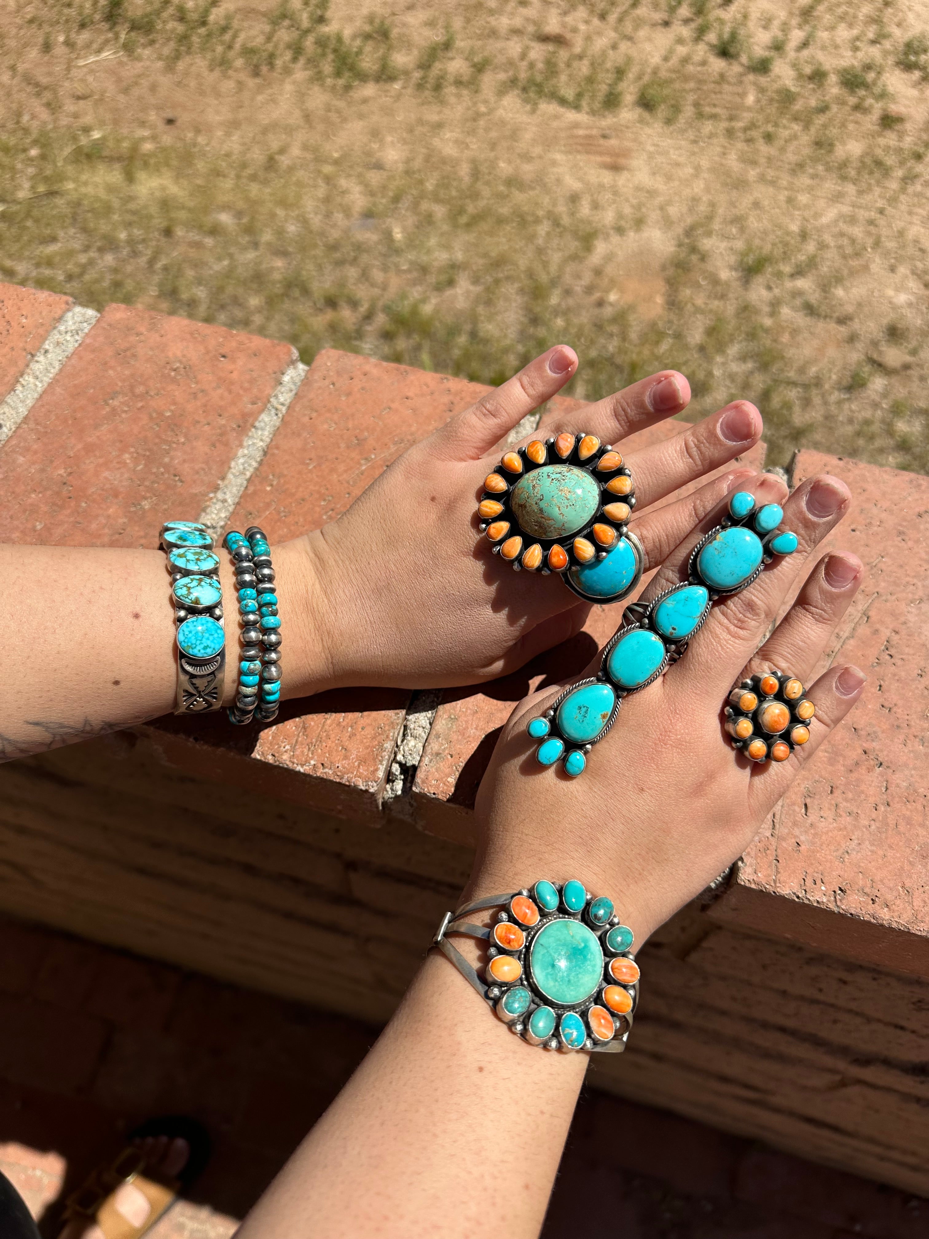 Navajo Turquoise & Sterling Silver Ring Signed RB