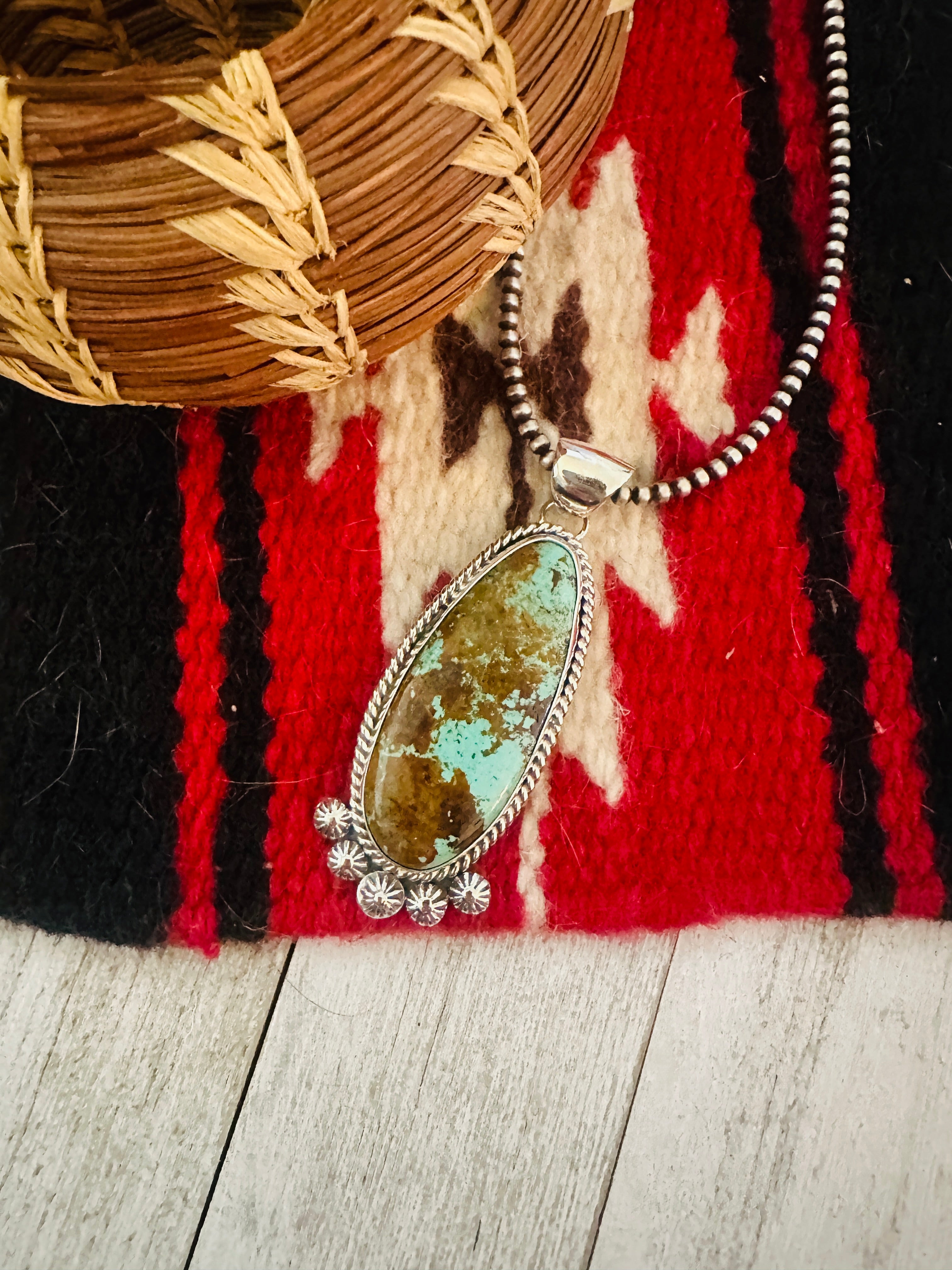 Navajo Number 8 Turquoise & Sterling Silver Pendant