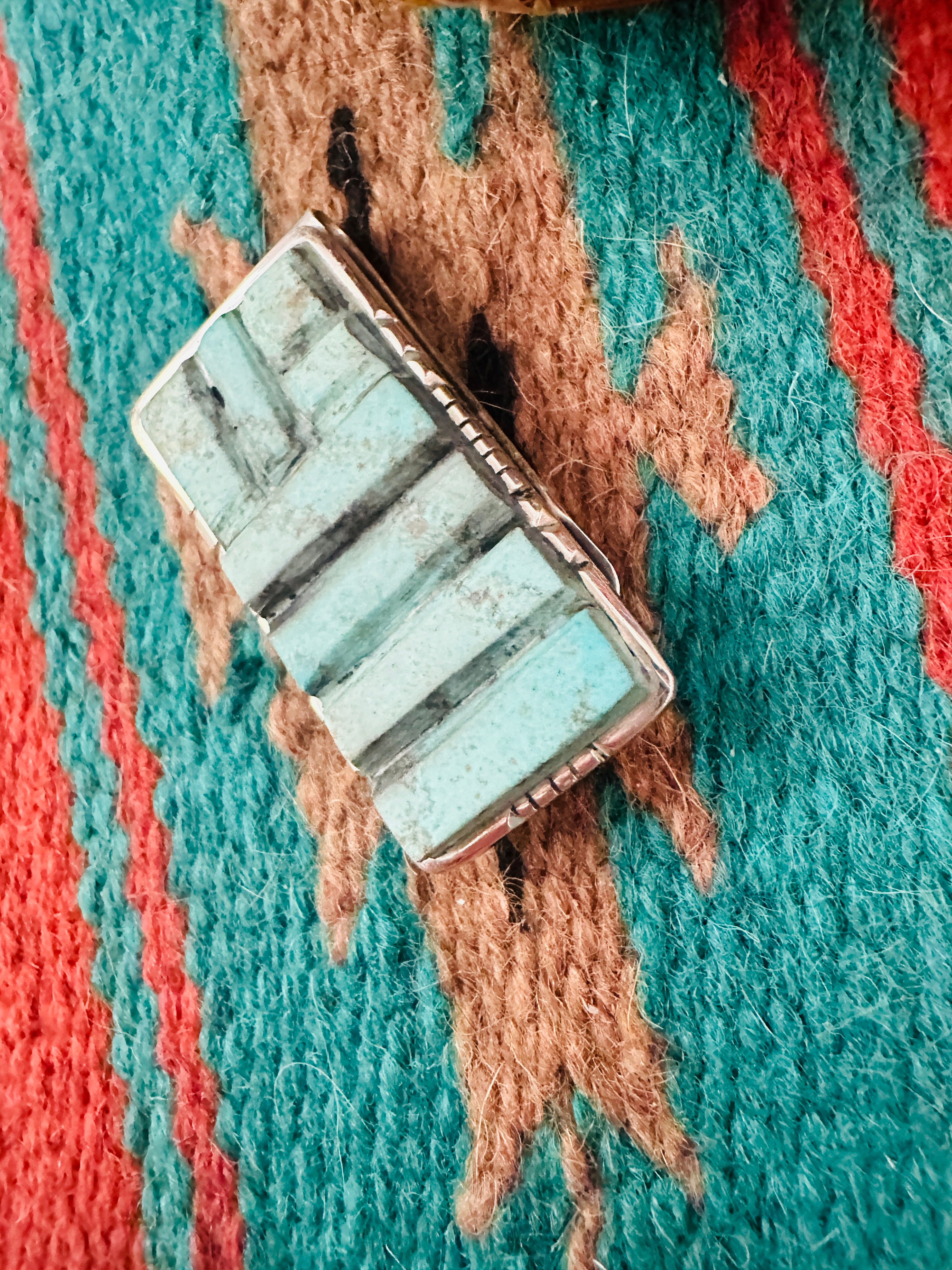 Navajo Turquoise & Sterling Silver Inlay Money Clip