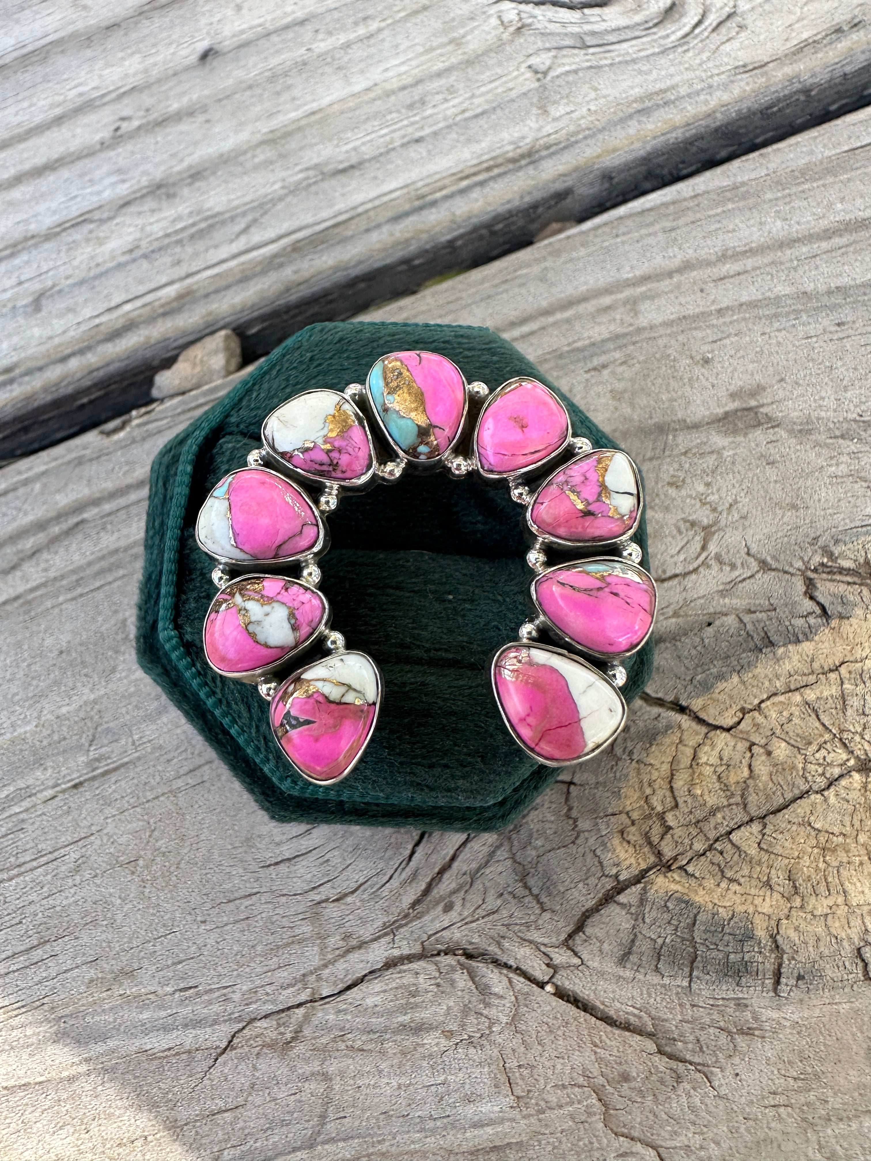 Handmade Cotton Candy Sterling Adjustable Naja Ring