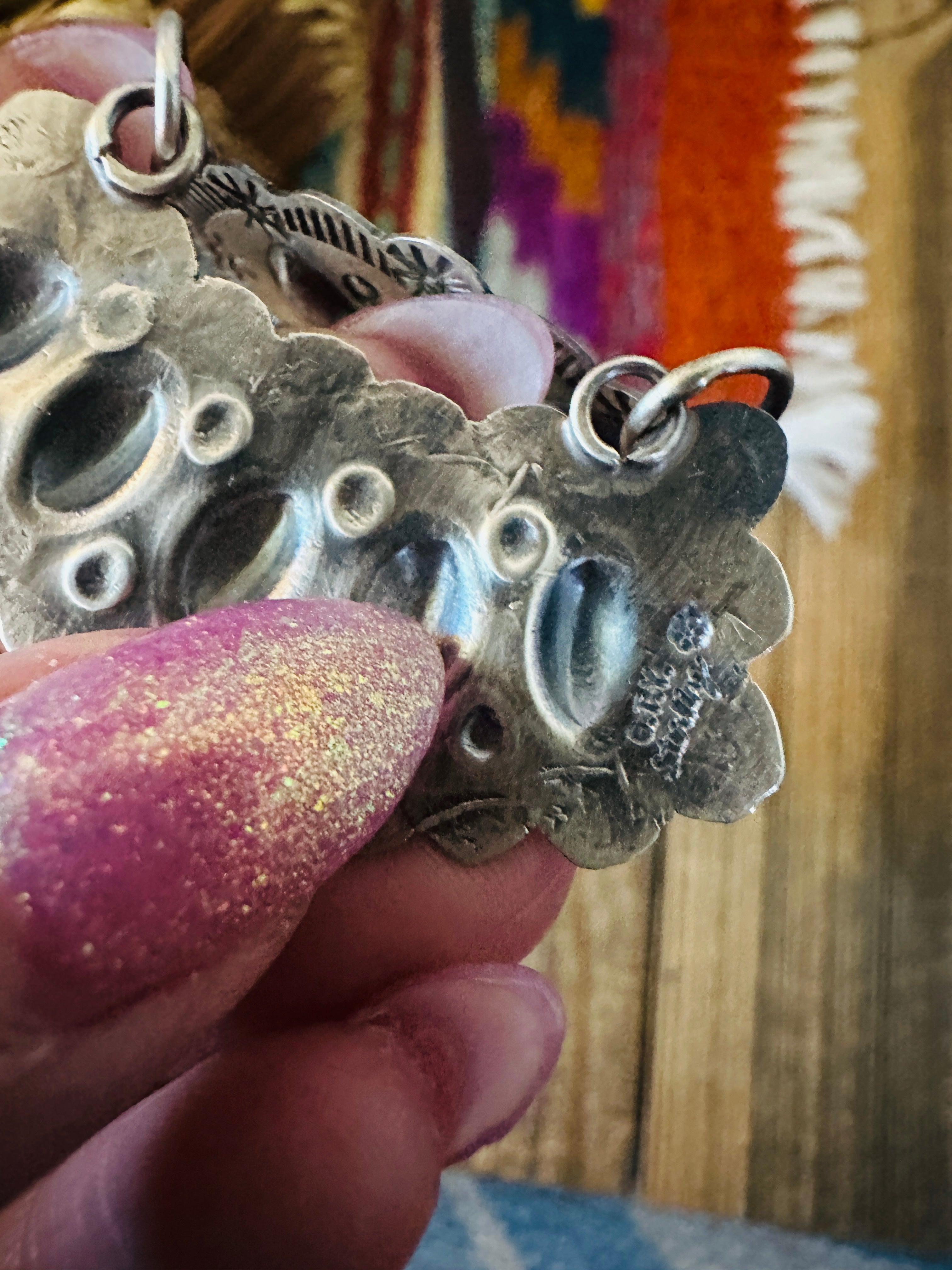 Handcrafted Sterling Silver Concho Dangle Earrings