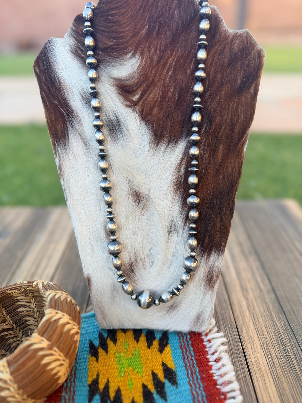 Handcrafted Old Pawn Sterling Silver Mixed Pearl Beaded Necklace 22”
