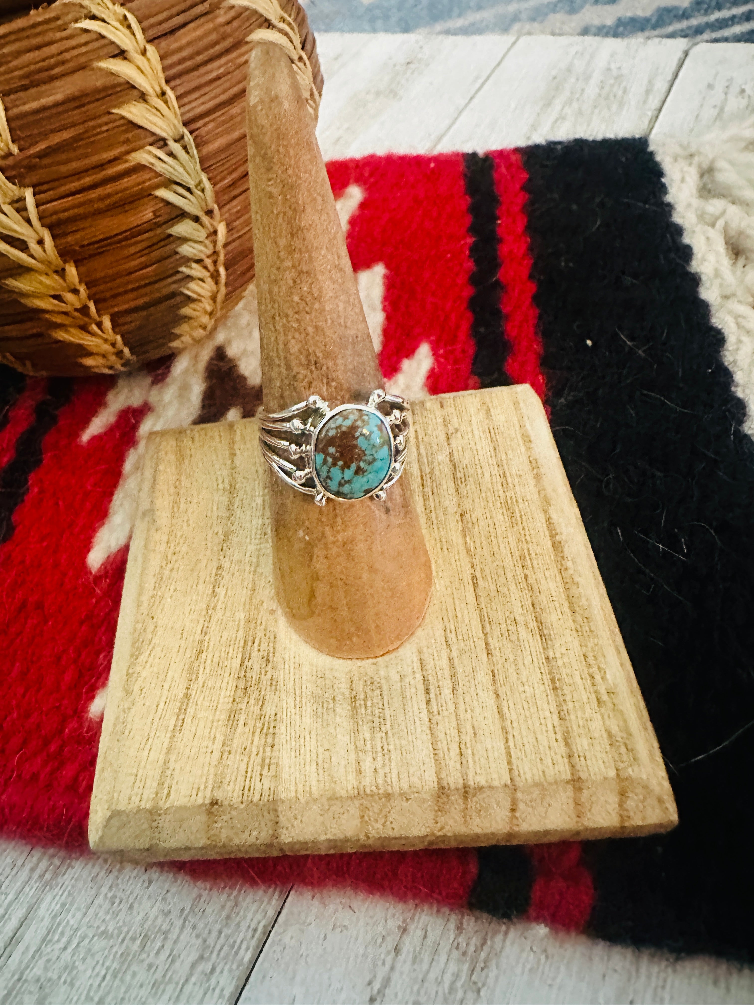 Navajo Sterling Silver & Turquoise Ring Size 7