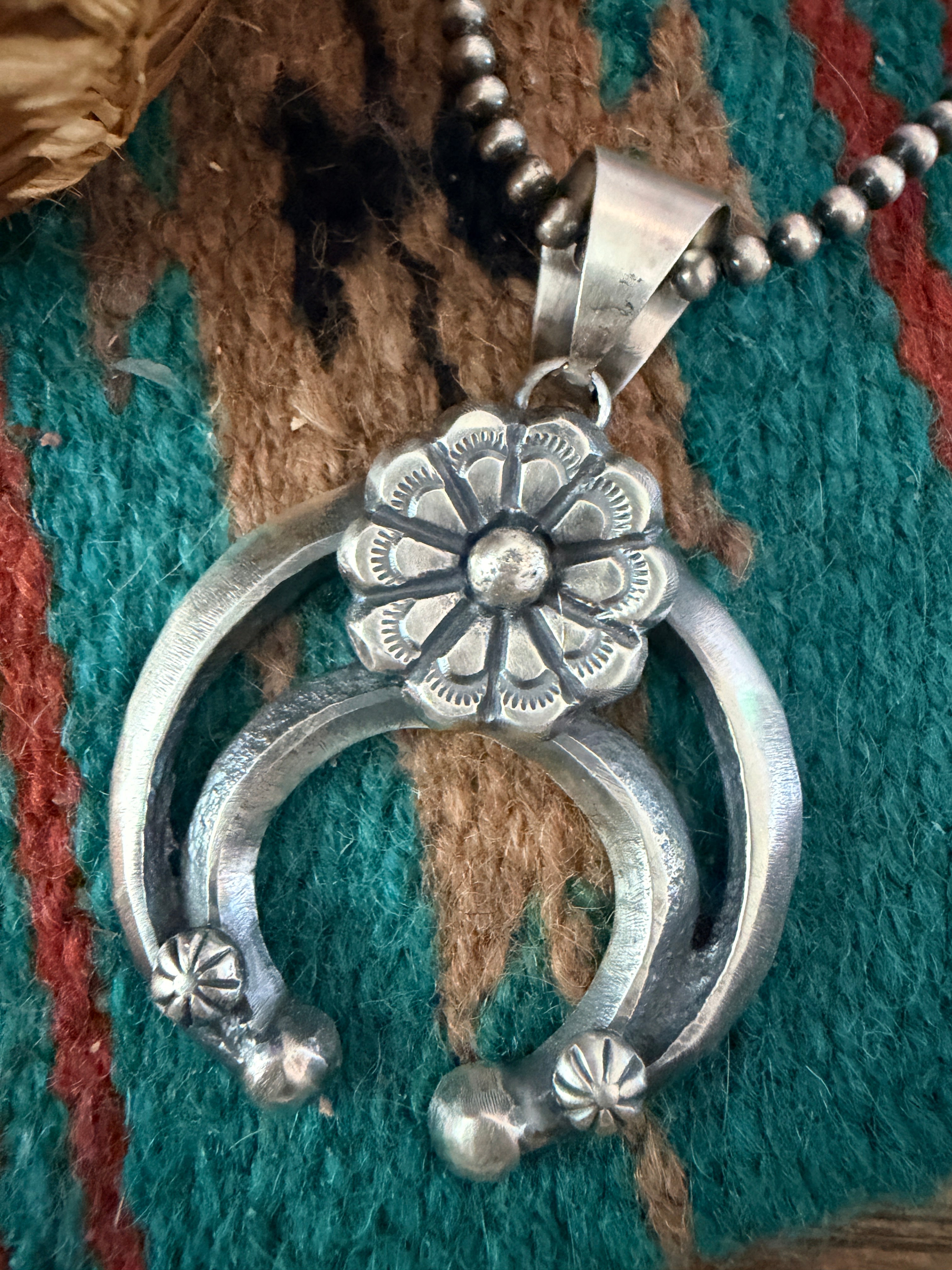 Handcrafted Sterling Silver Flower Naja Pendant by Chimney Butte